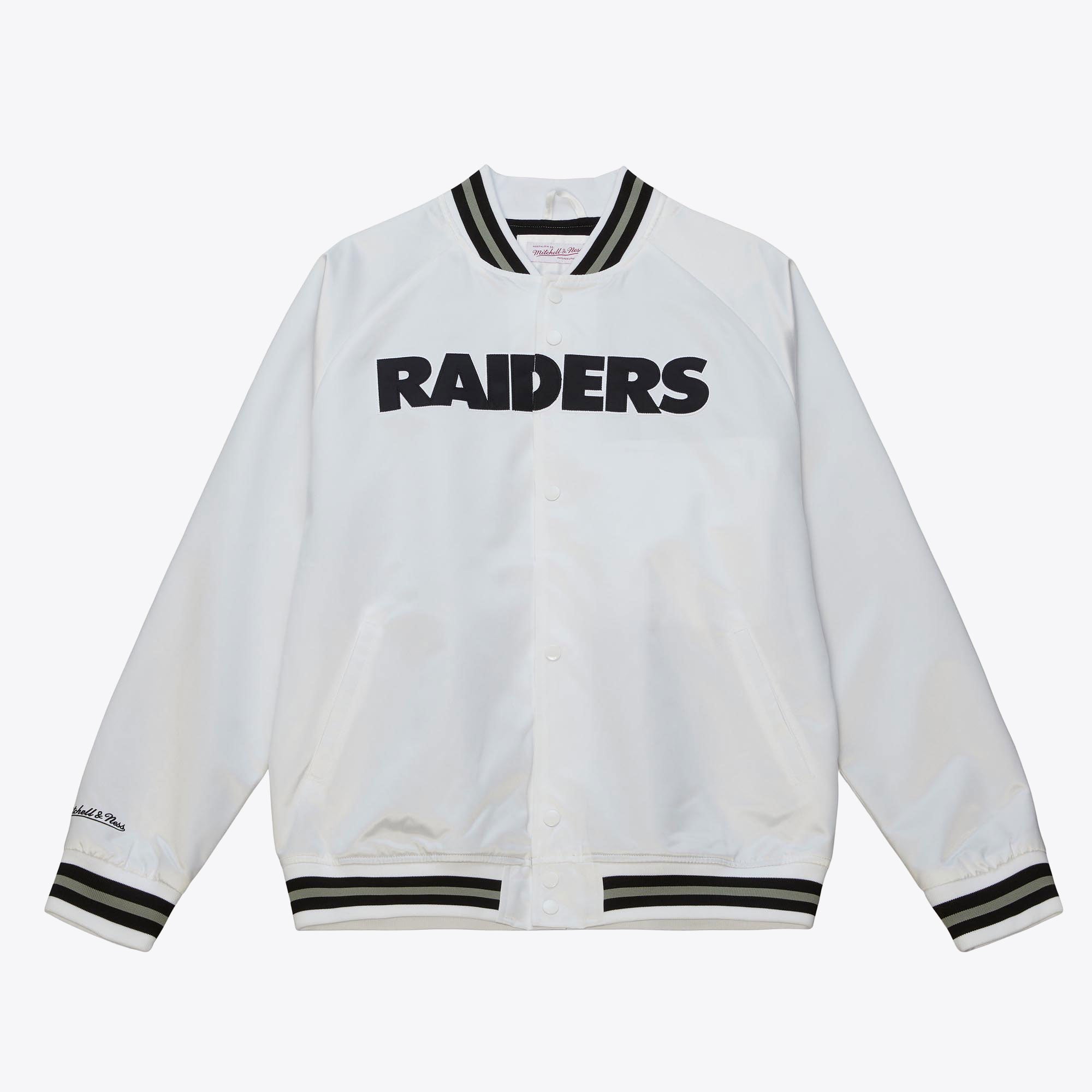 Giacca leggera in raso Mitchell & Ness degli Oakland Raiders - Bianca - Uomo