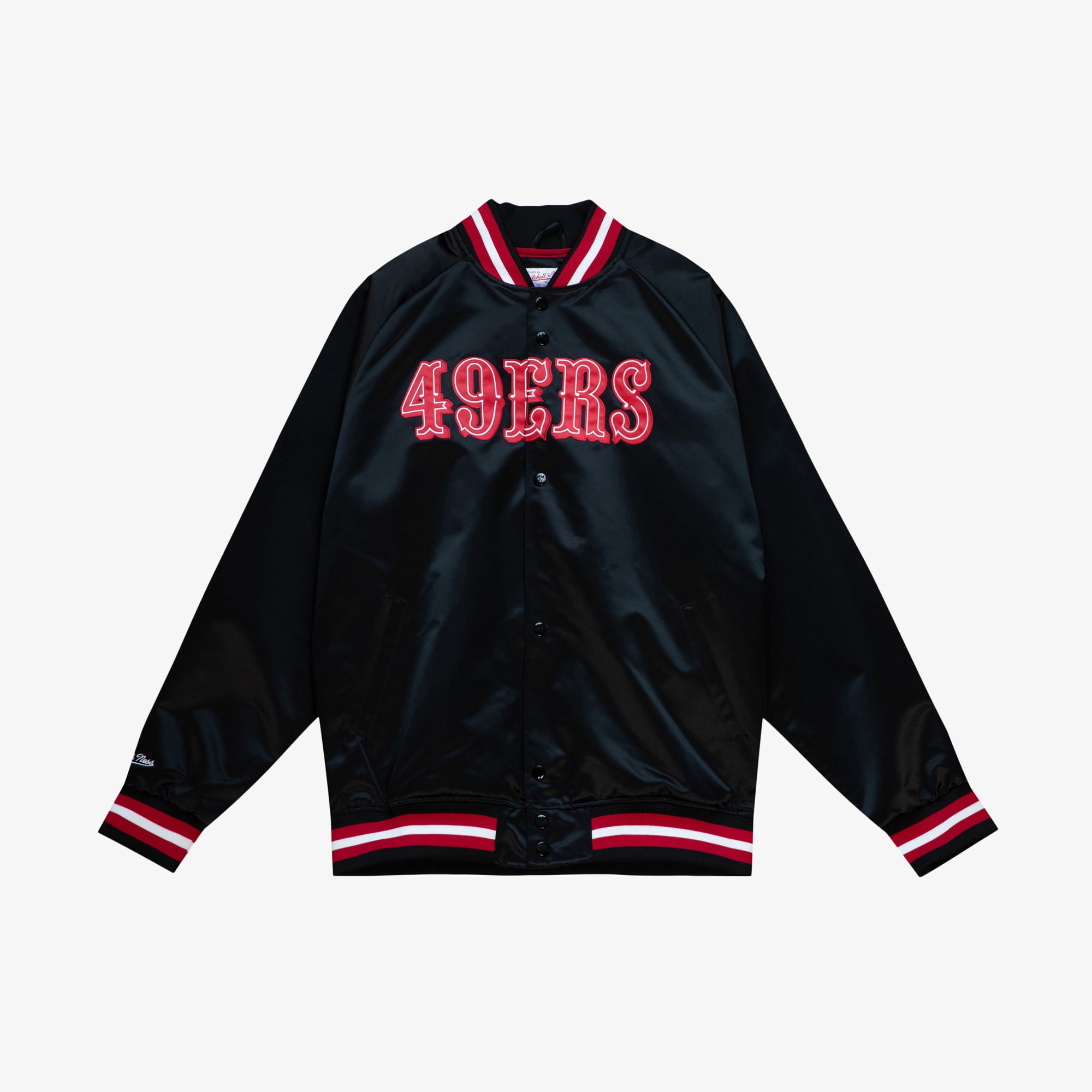 San Francisco 49ers Mitchell & Ness Leichte Satinjacke – Schwarz/Rot – Herren