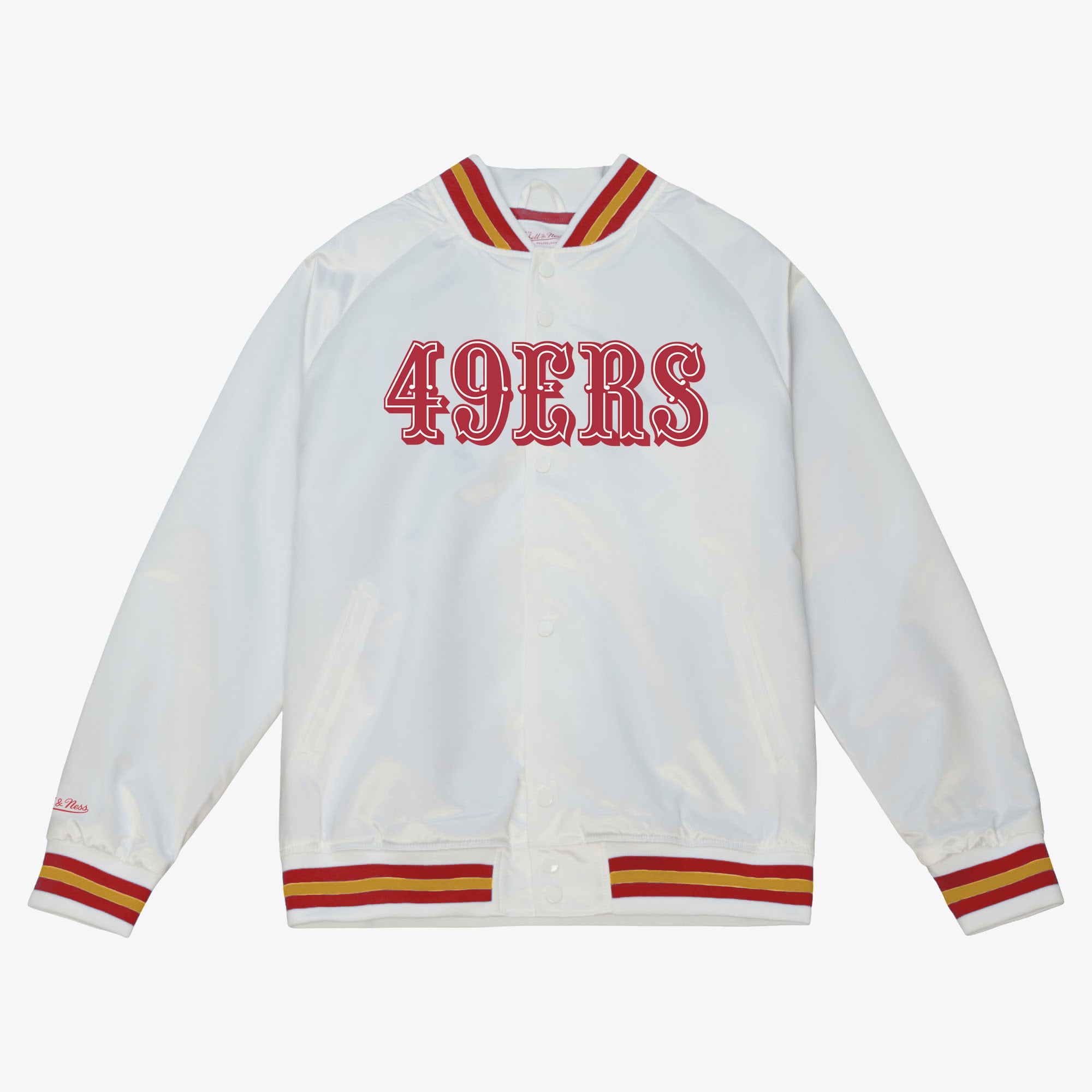 San Francisco 49ers Mitchell & Ness Leichte Satinjacke – Weiß – Herren