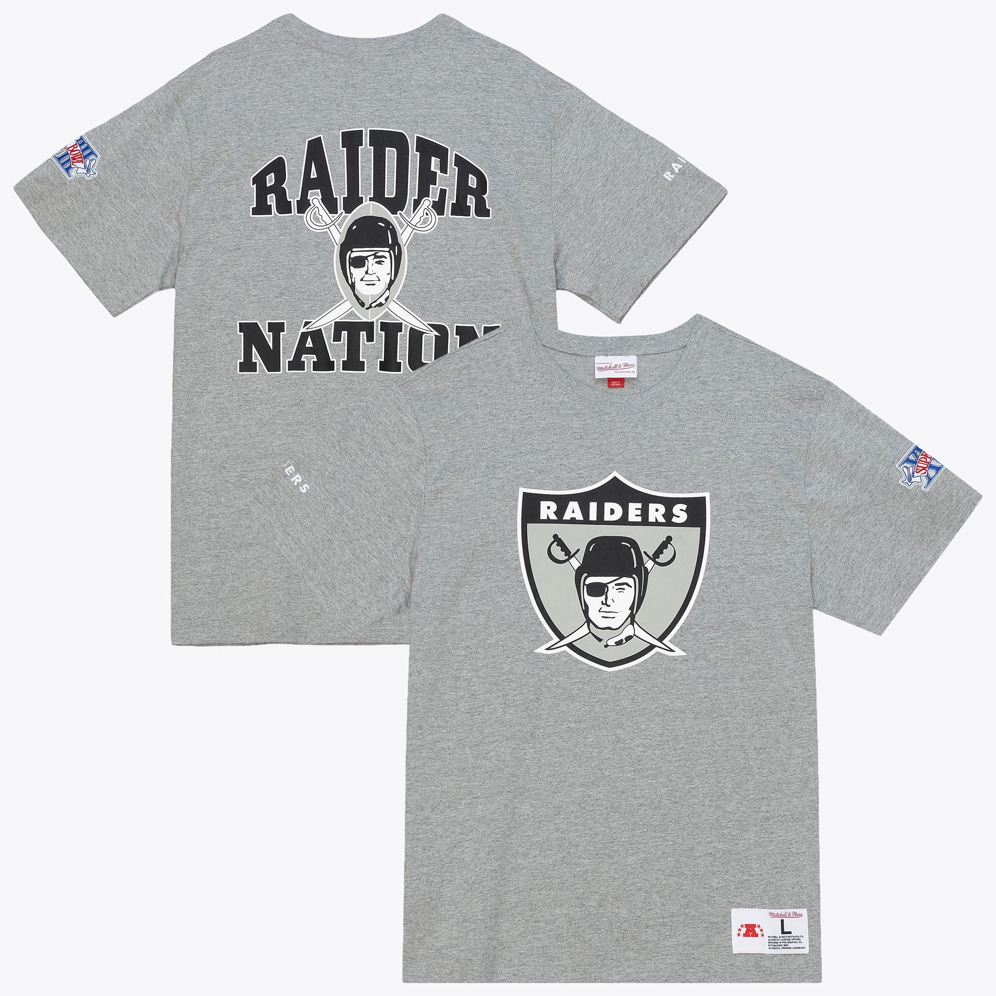 Oakland Raiders Mitchell & Ness Team Origins Top - Grey Heather - Mens