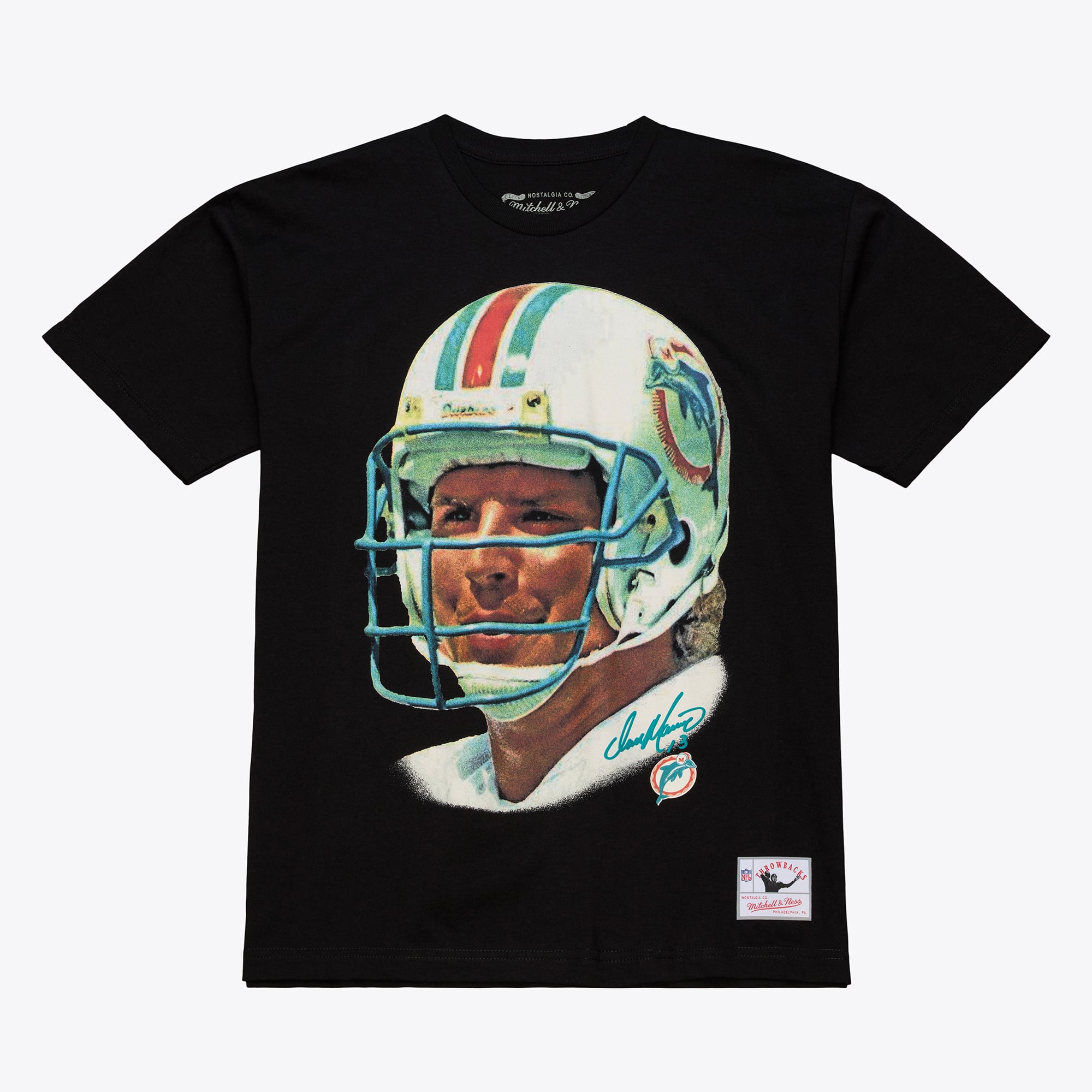 Maglietta Miami Dolphins Mitchell & Ness Dan Marino Real Big Face - Nera - Uomo