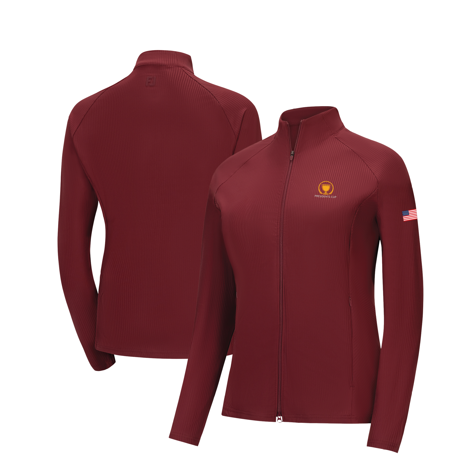 Women’s FootJoy Maroon Presidents Cup Team USA Ribbed Raglan Full-Zip Jacket