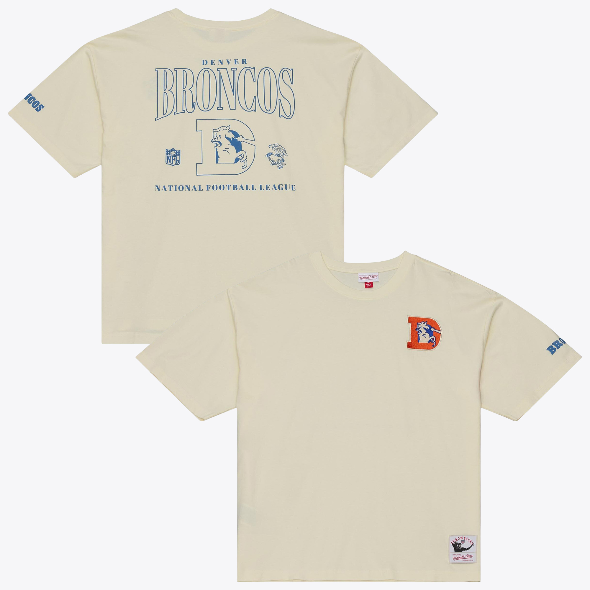 Men's Mitchell & Ness  Cream Denver Broncos Oversized Heritage Hues T-Shirt