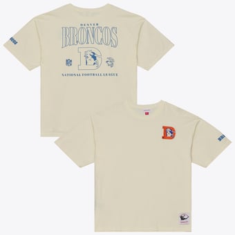 Men's Mitchell & Ness  Cream Denver Broncos Oversized Heritage Hues T-Shirt
