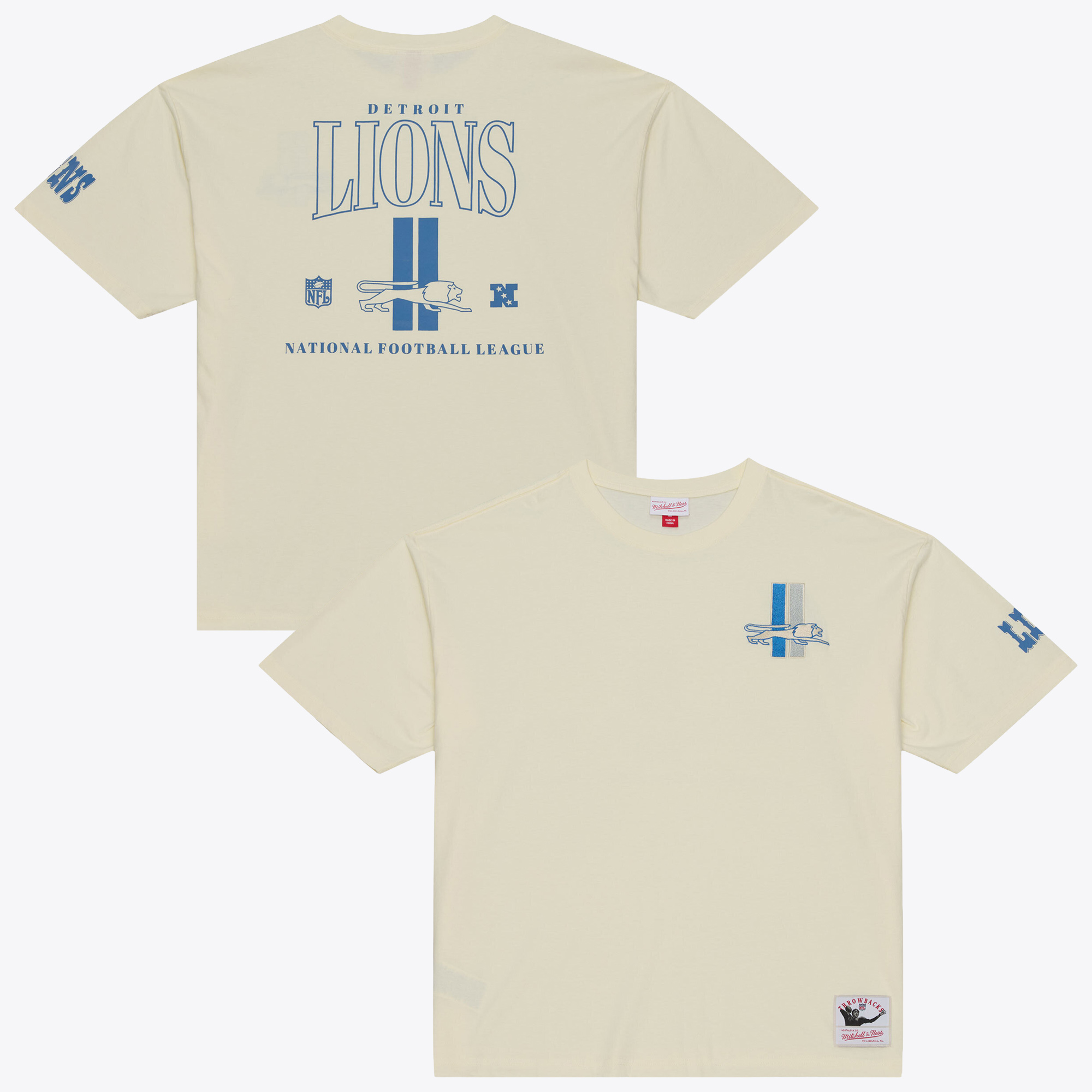 Men's Mitchell & Ness  Cream Detroit Lions Oversized Heritage Hues T-Shirt