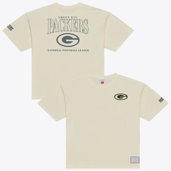 Men's Mitchell & Ness  Cream Green Bay Packers Oversized Heritage Hues T-Shirt