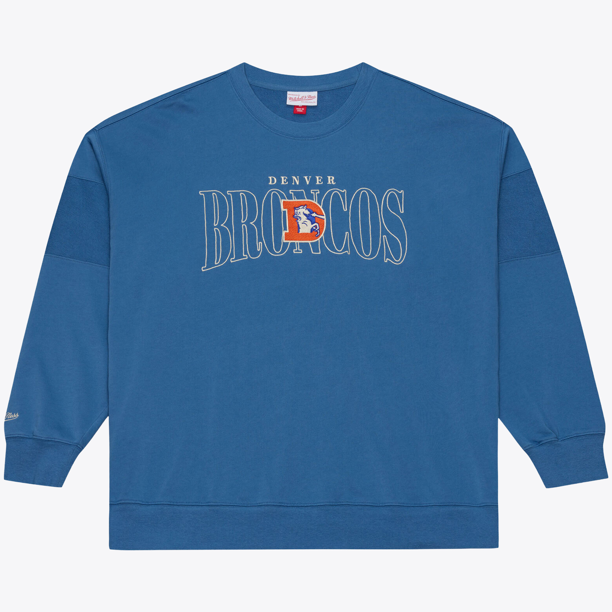 Men's Mitchell & Ness Royal Denver Broncos Oversized Heritage Hues Fleece Sweatshirt