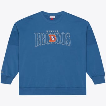 Men's Mitchell & Ness  Royal Denver Broncos Oversized Heritage Hues Fleece Sweatshirt