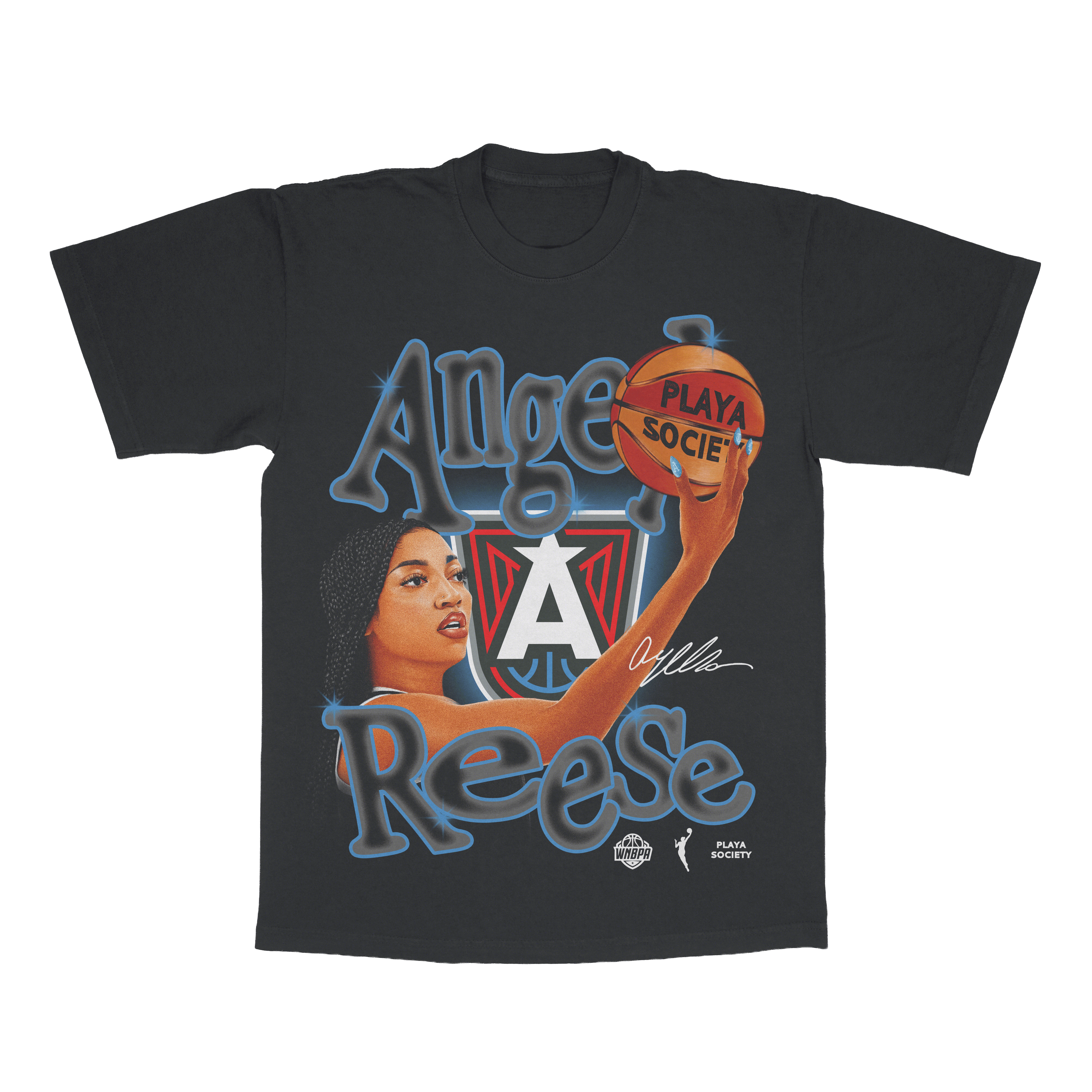 Unisex Playa Society Angel Reese Black Atlanta Dream Player T-Shirt
