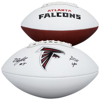 Drake London Atlanta Falcons Autographed Franklin White Panel Football with "Rise Up" Inscription