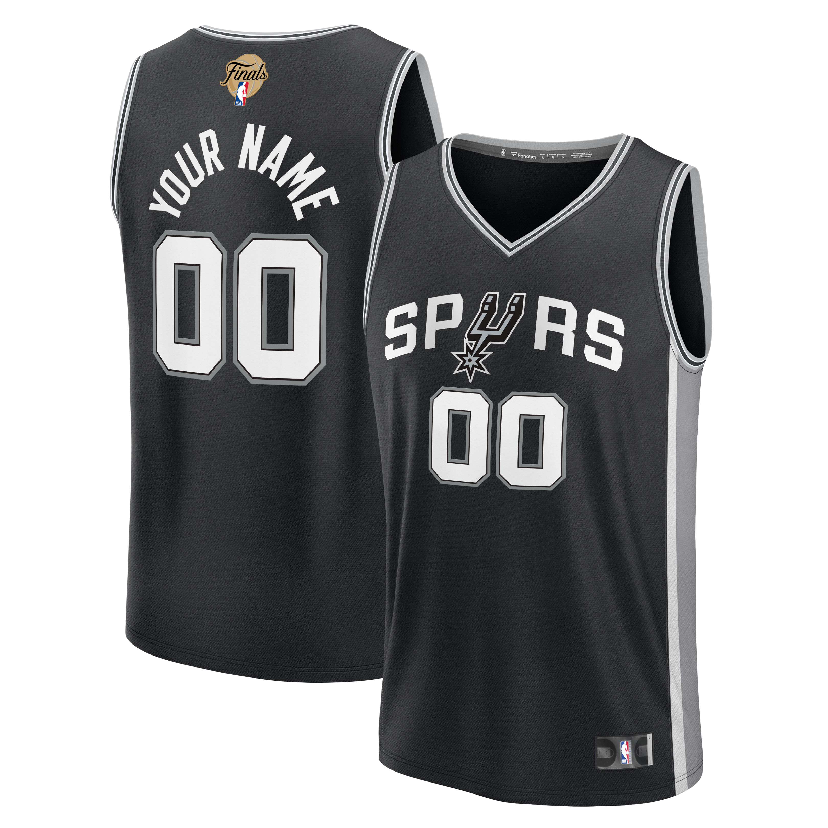 Men's Fanatics  Black San Antonio Spurs 2026 NBA Finals Patch Fast Break Custom Jersey - Icon Edition