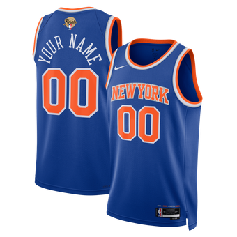 Unisex Nike Blue New York Knicks 2026 NBA Finals Patch Swingman Custom Jersey - Icon Edition