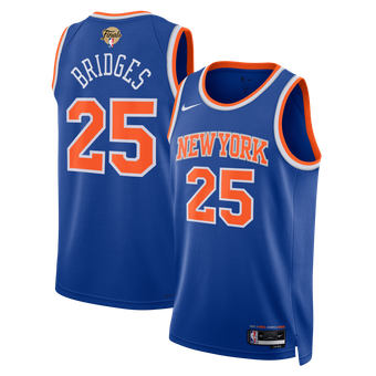 Unisex Nike Mikal Bridges Blue New York Knicks 2026 NBA Finals Patch Swingman Jersey - Icon Edition
