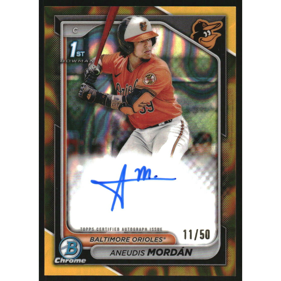 2024 Bowman Chrome Prospect Autographs Gold Lava Refractors #CPAAMO Aneudis Mordan
