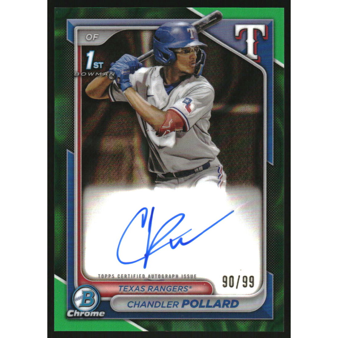 2024 Bowman Chrome Prospect Autographs Green Lava Refractors #CPACP Chandler Pollard 2024 Bowman Chrome Prospect Autographs Green Lava Refractors #CPACP Chandler Pollard