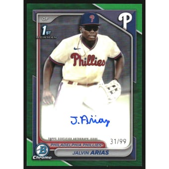 2024 Bowman Chrome Prospect Autographs Green Refractors #CPAJA Jalvin Arias