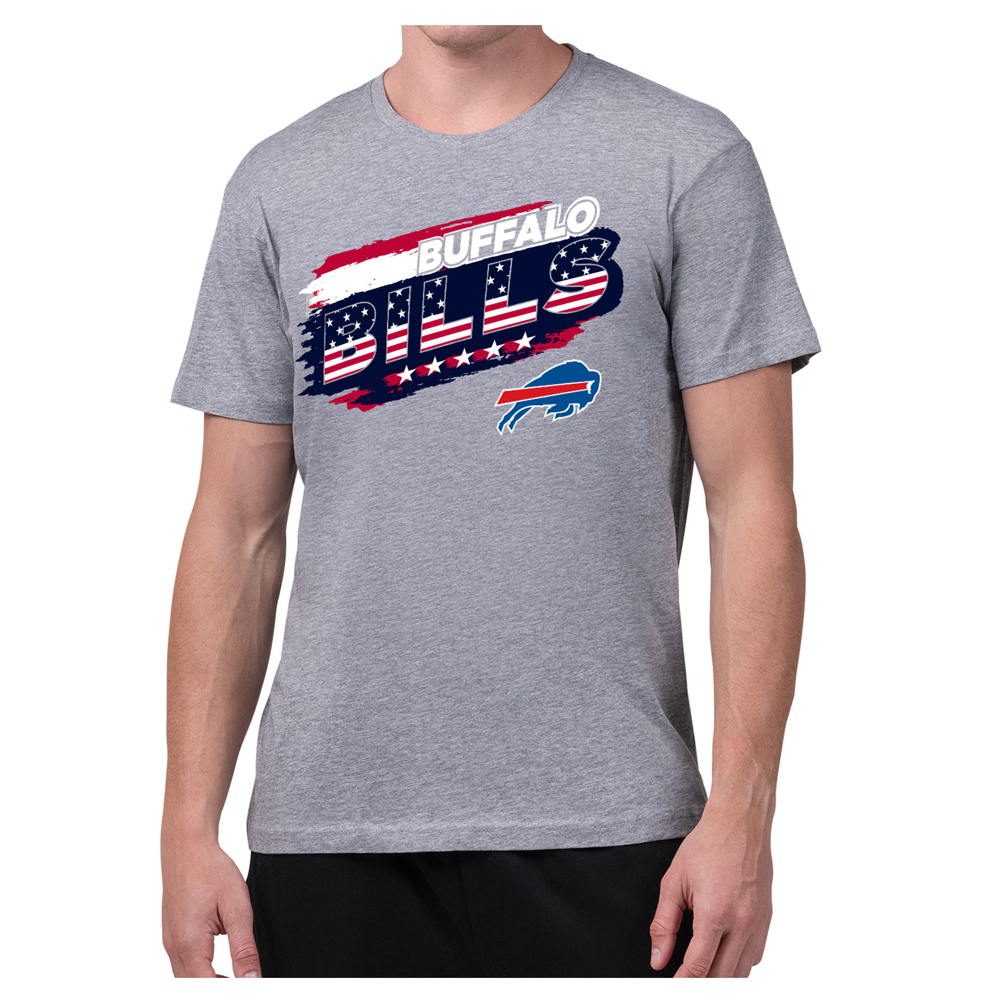 Men's Starter Gray Buffalo Bills Patriotic Paint T-Shirt
