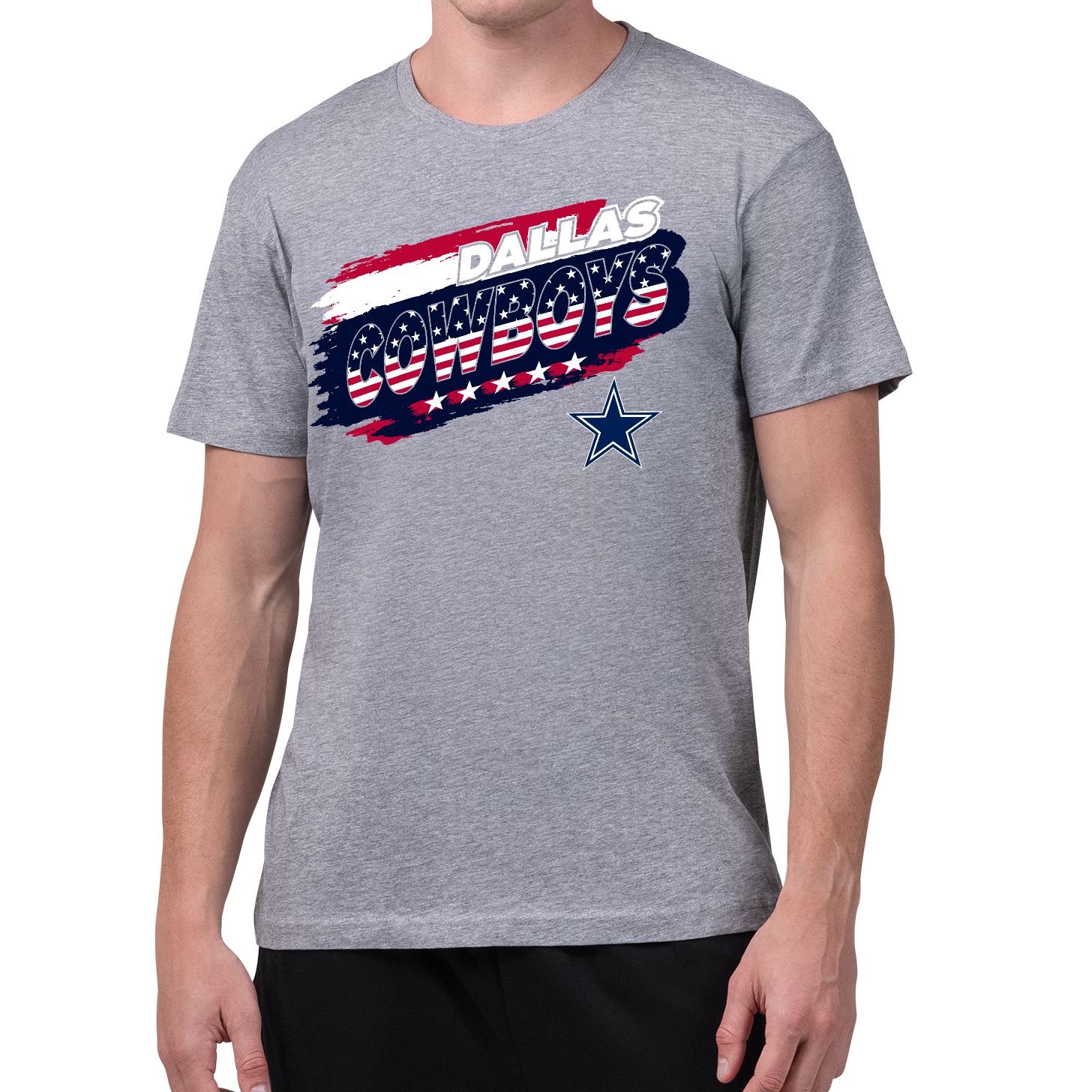 Men's Starter Gray Dallas Cowboys Patriotic Paint T-Shirt