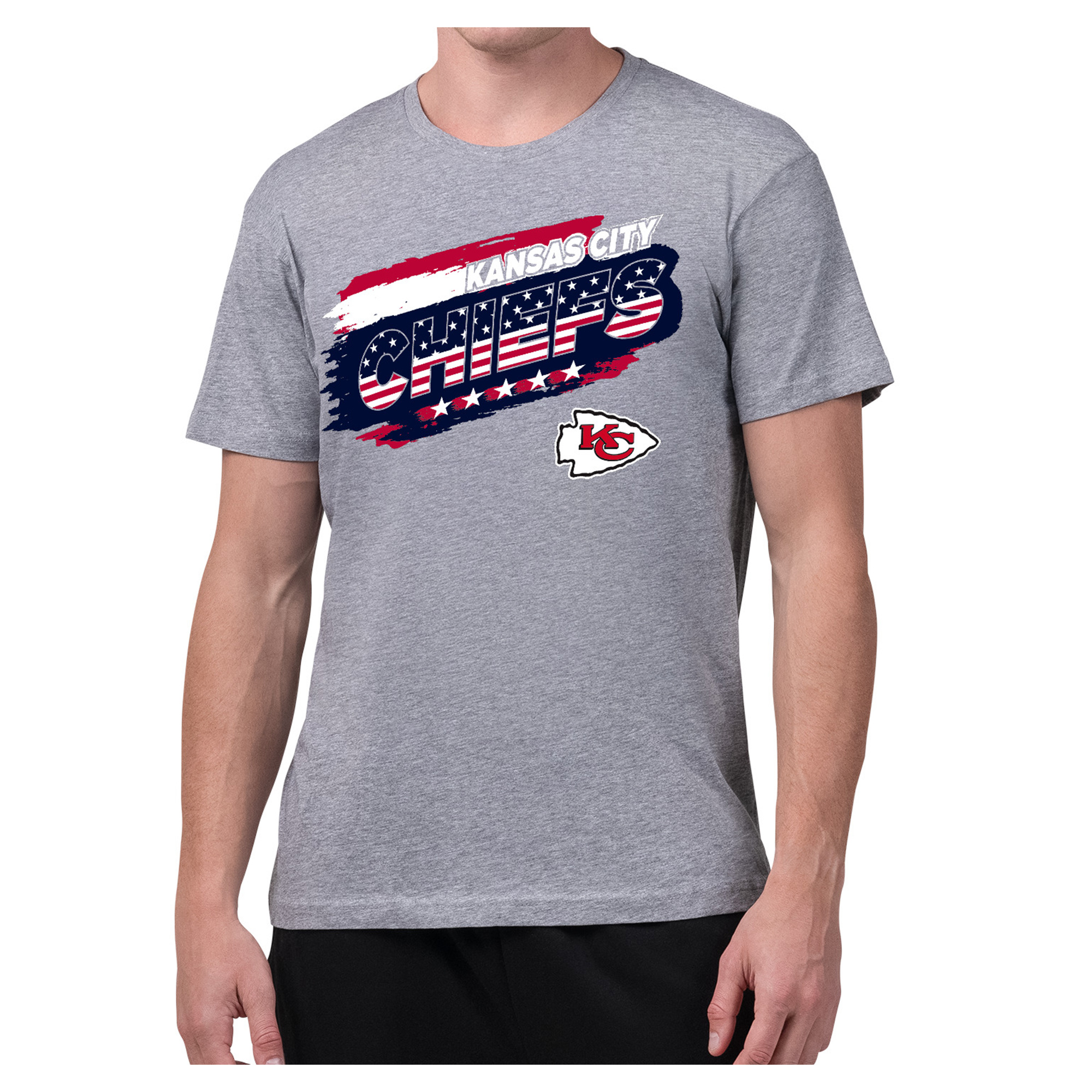 Men's Starter Gray Kansas City Chiefs Patriotic Paint T-Shirt