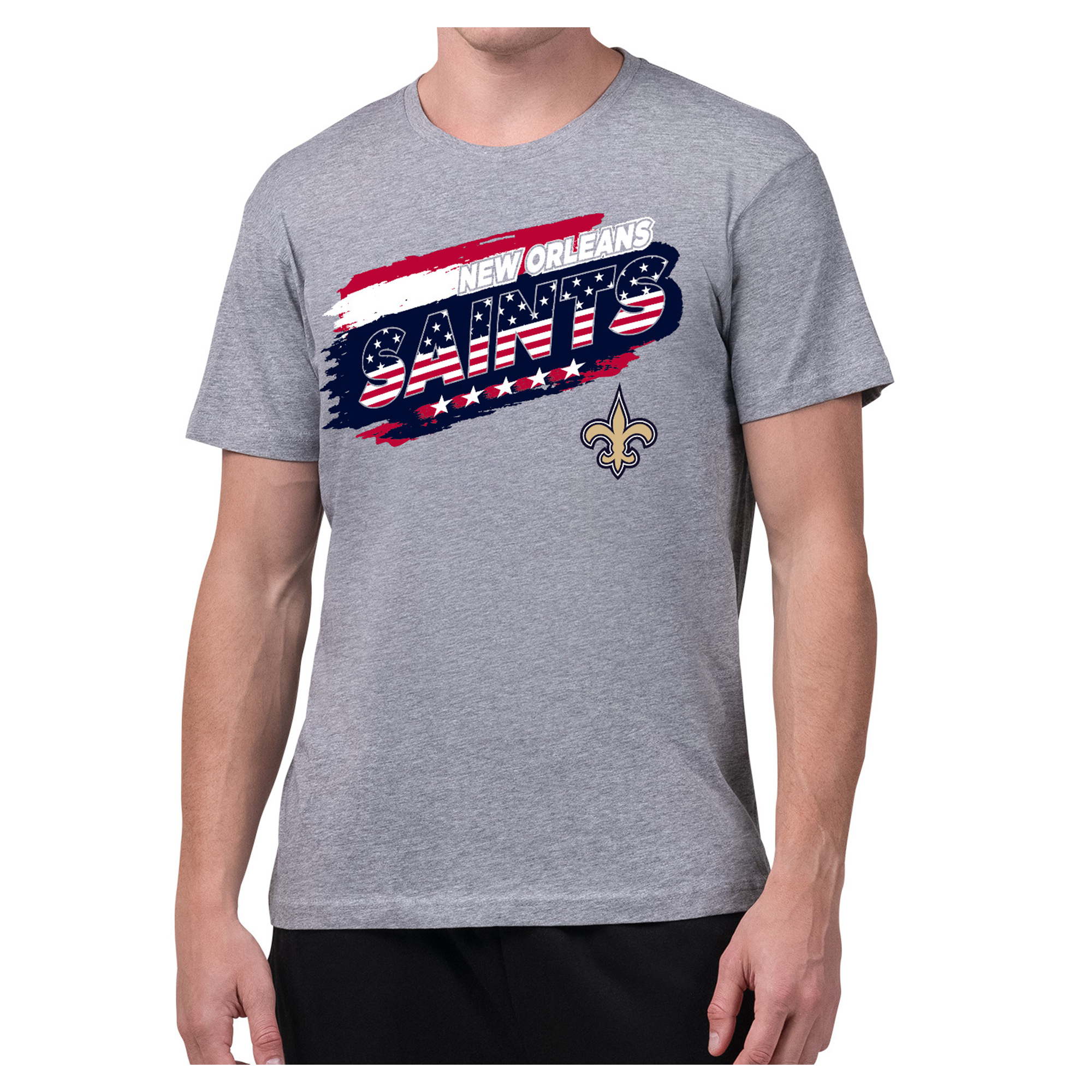 Men's Starter Gray New Orleans Saints Patriotic Paint T-Shirt