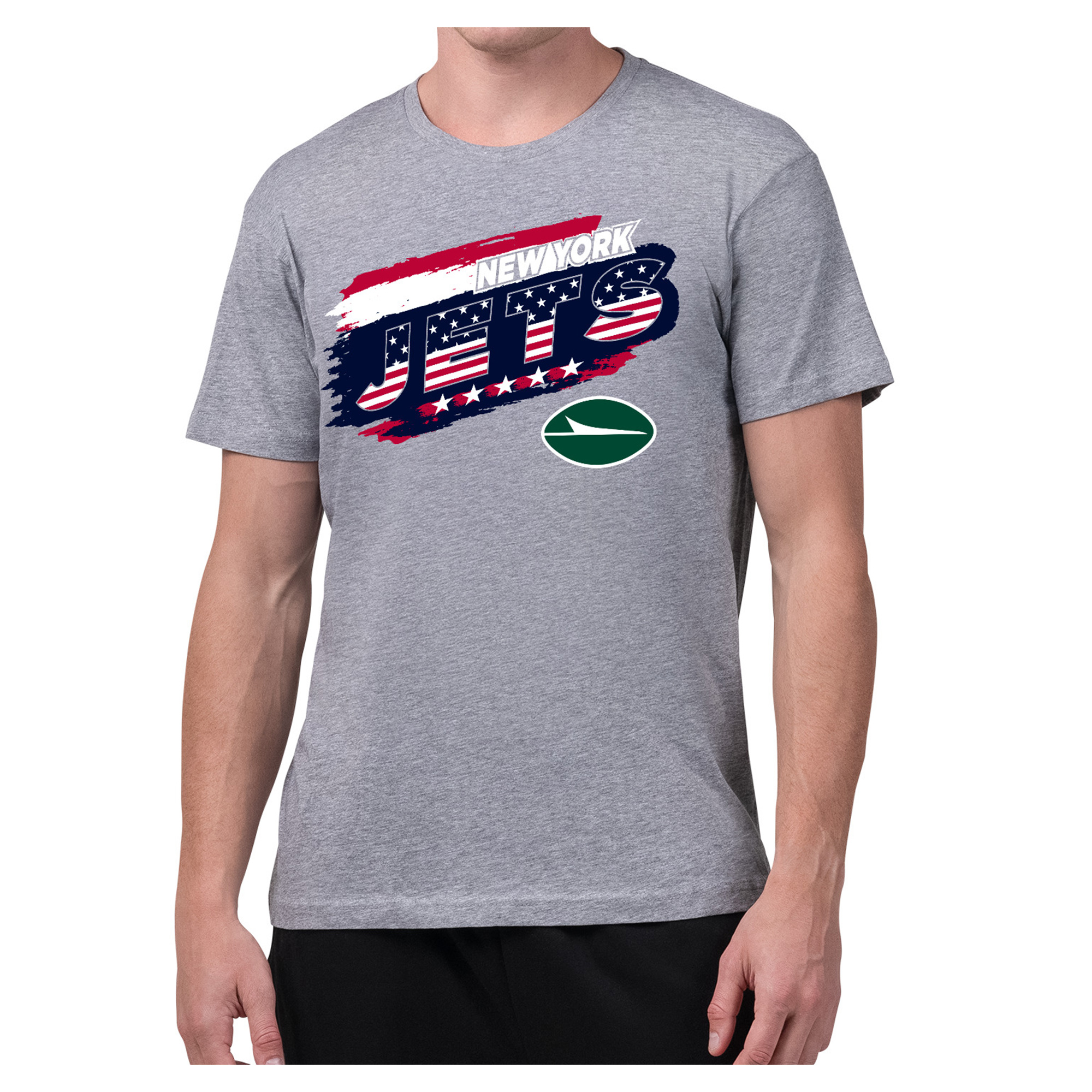 Men's Starter Gray New York Jets Patriotic Paint T-Shirt