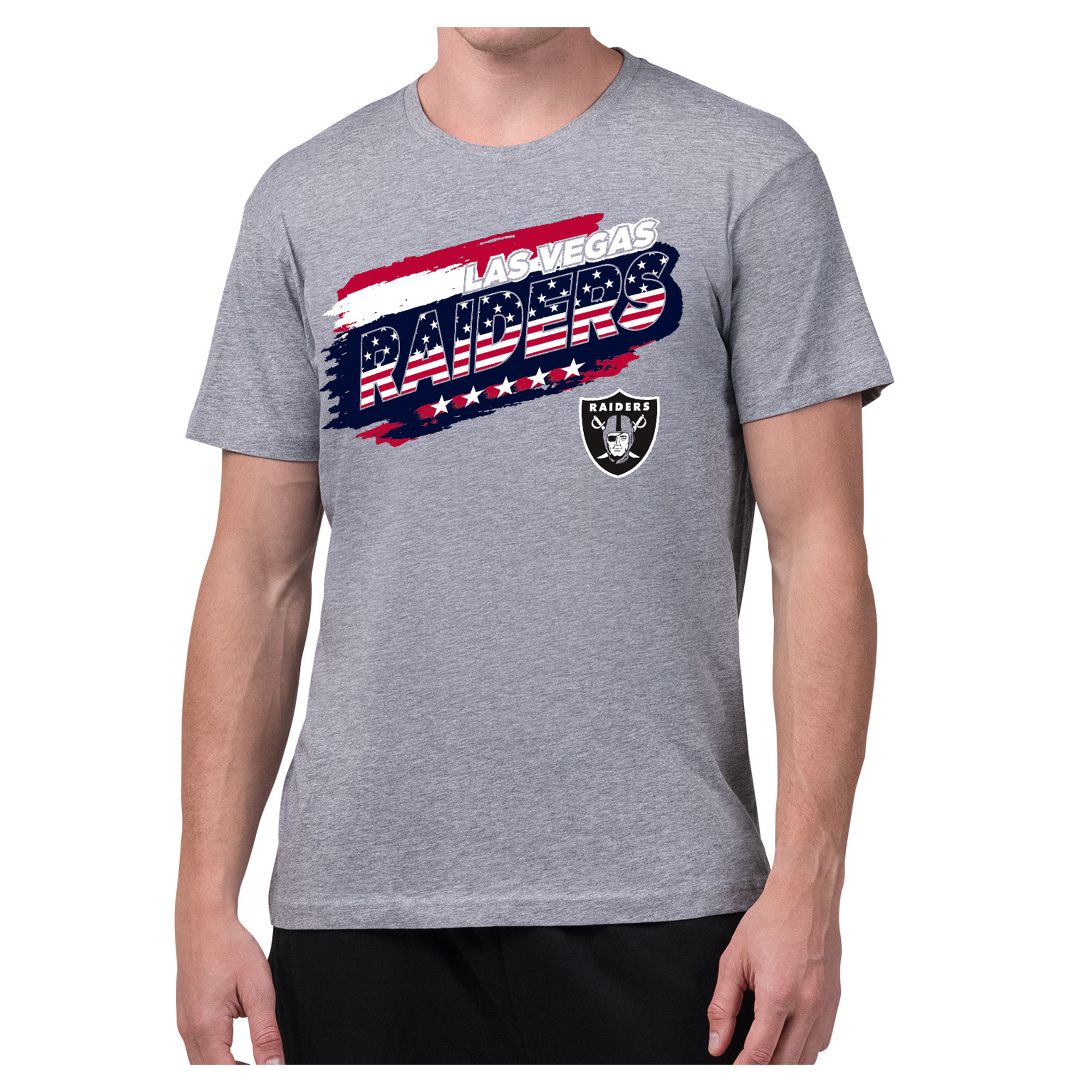 Men's Starter Gray Las Vegas Raiders Patriotic Paint T-Shirt