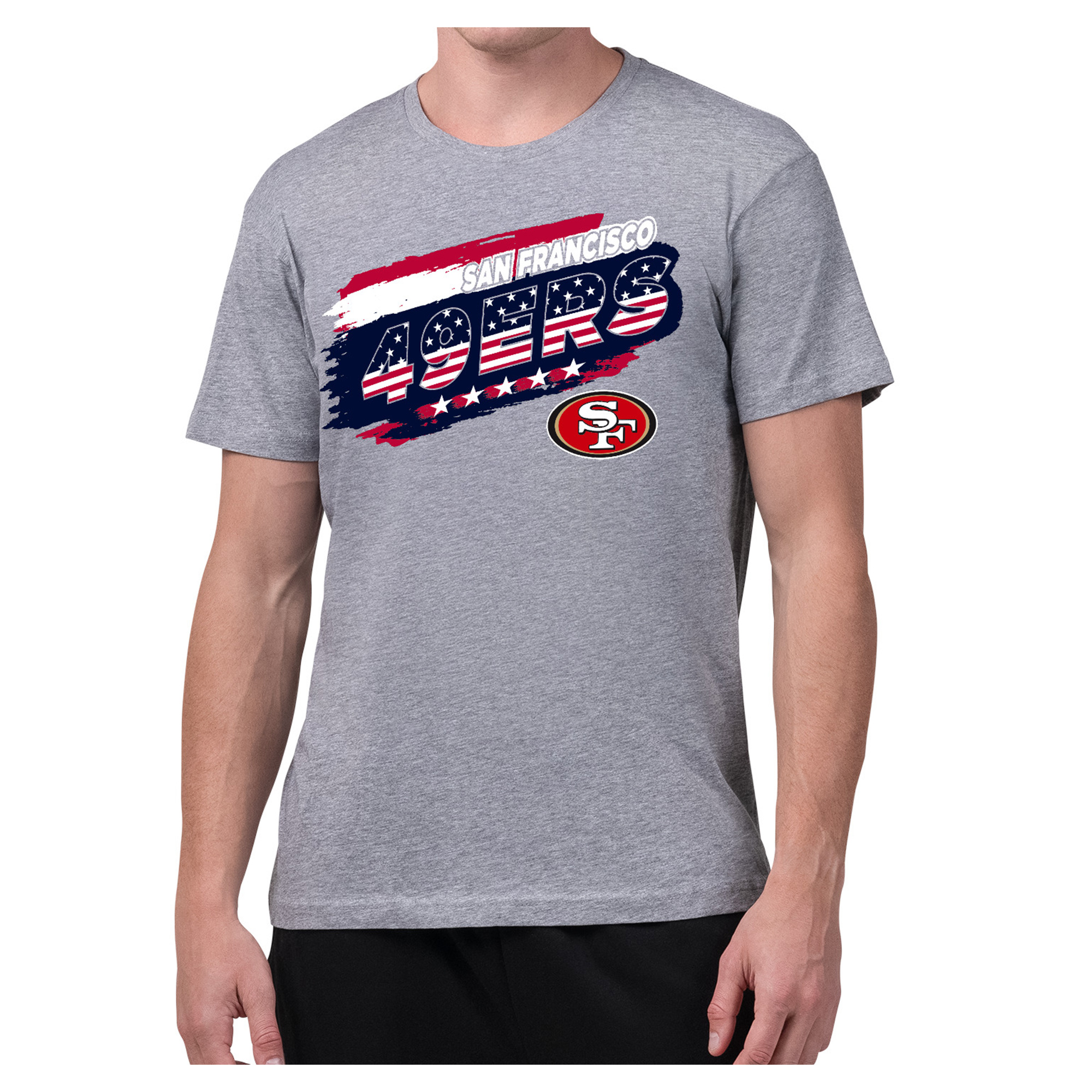 Men's Starter Gray San Francisco 49ers Patriotic Paint T-Shirt