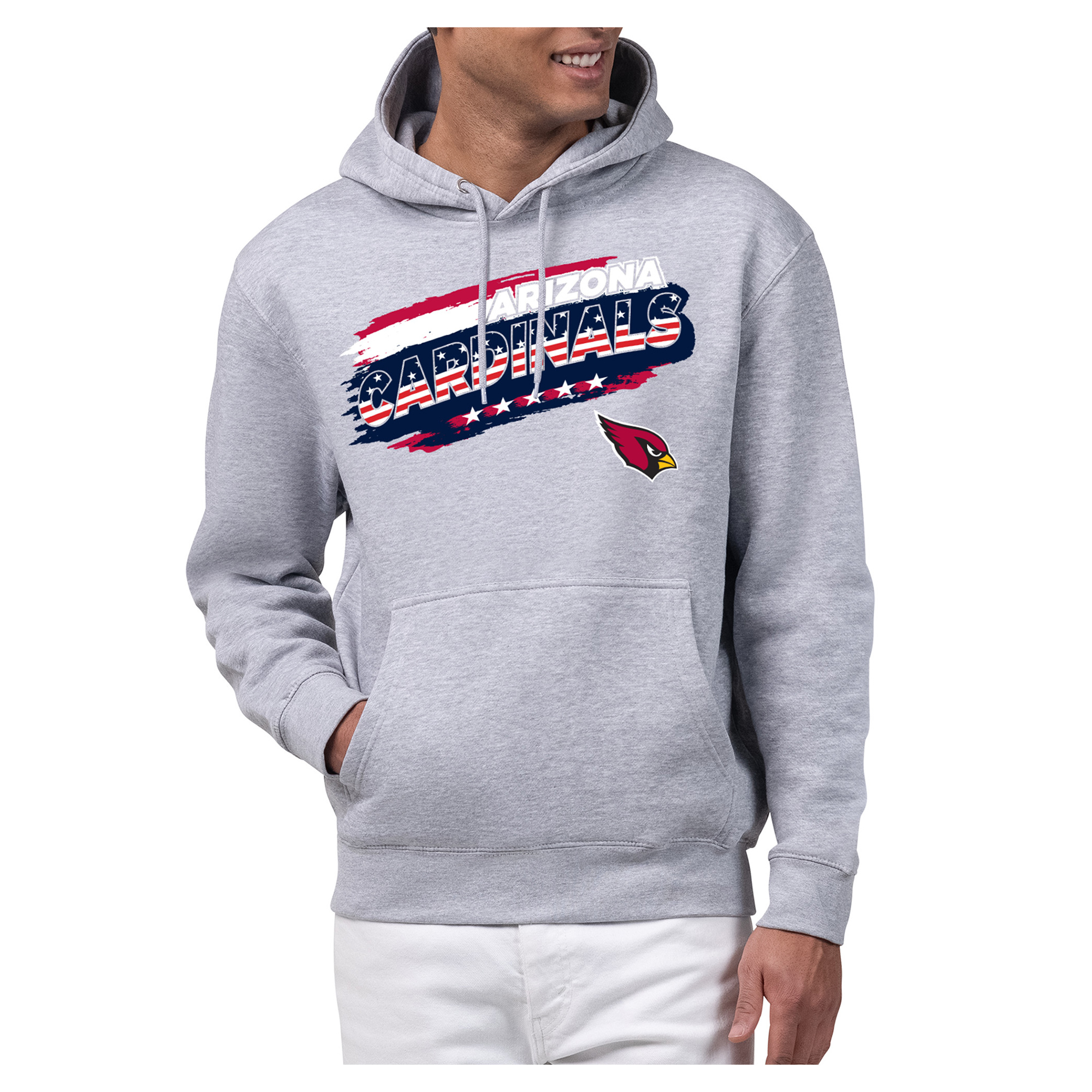 Men's Starter Gray Arizona Cardinals Patriotic Paint Hoodie
