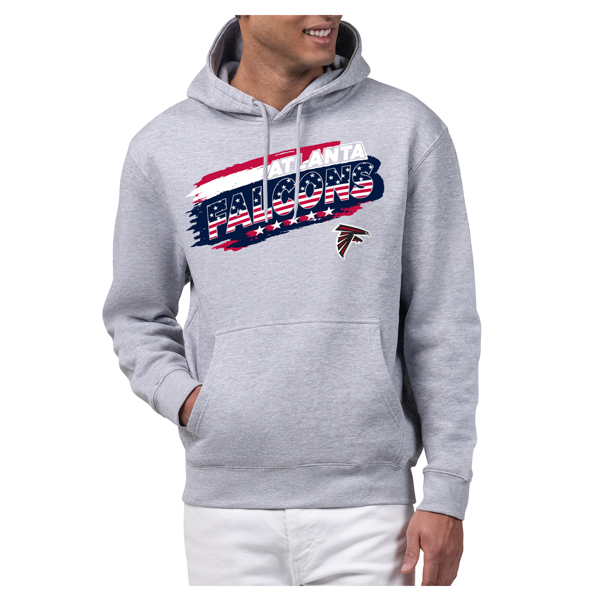 Men's Starter Gray Atlanta Falcons Patriotic Paint Hoodie