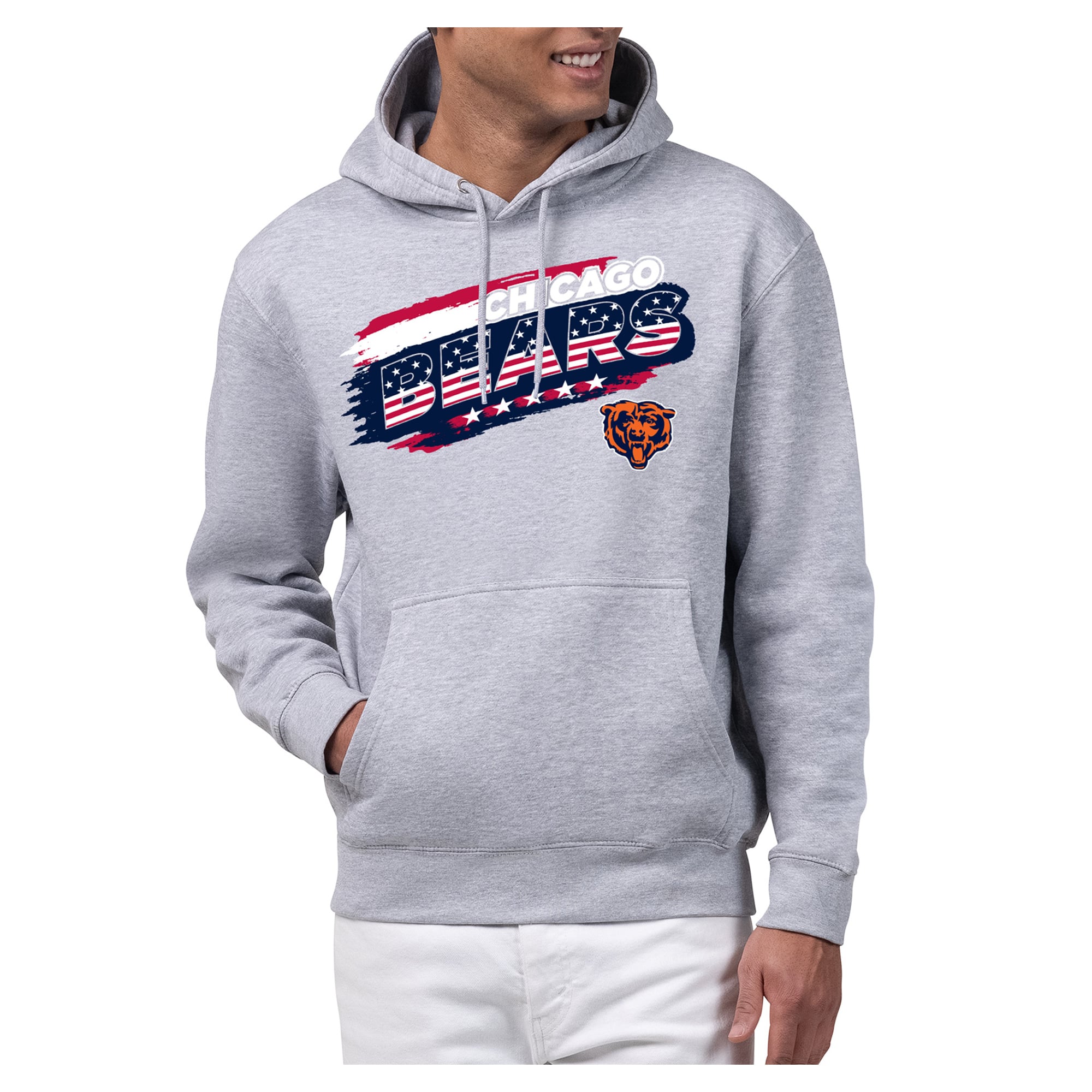 Men's Starter Gray Chicago Bears Patriotic Paint Hoodie