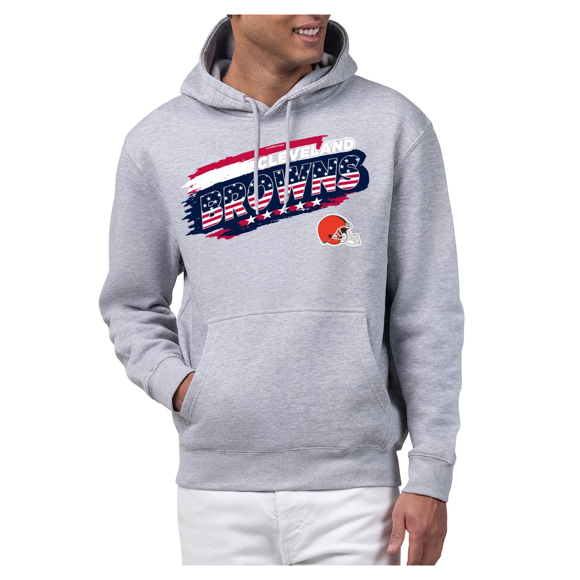 Men's Starter Gray Cleveland Browns Patriotic Paint Hoodie