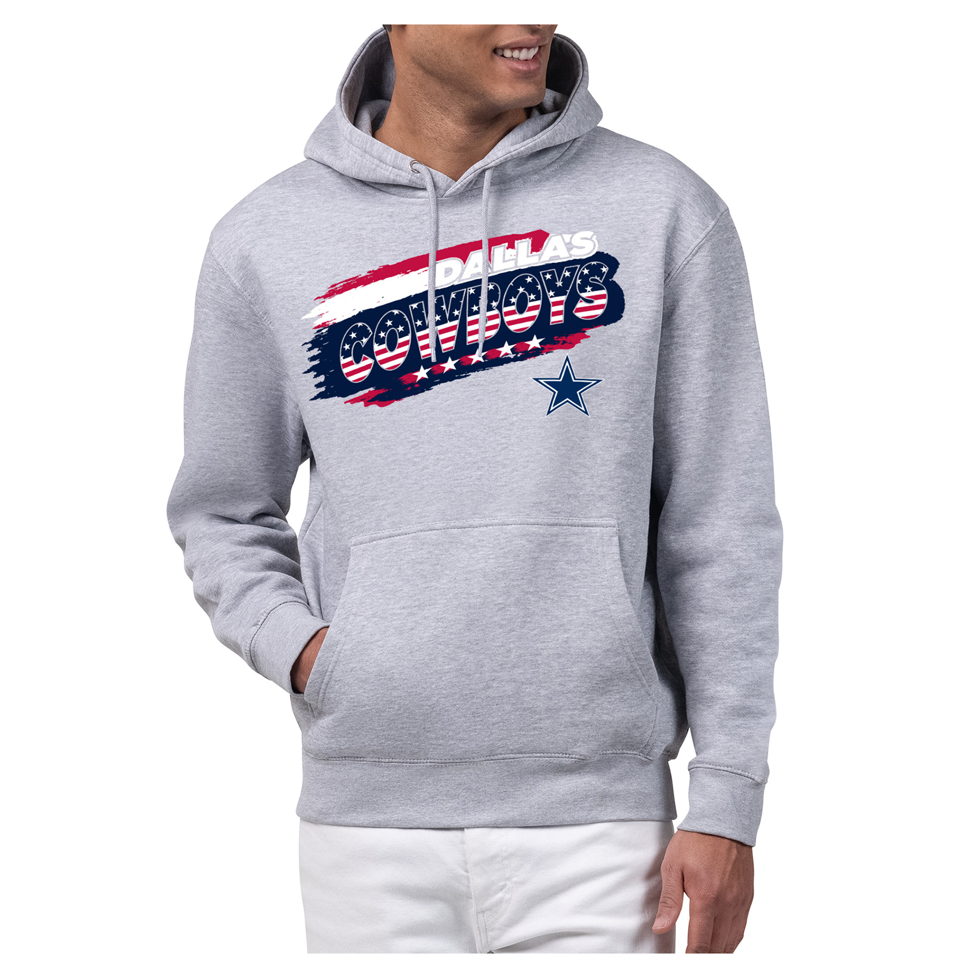 Men's Starter Gray Dallas Cowboys Patriotic Paint Hoodie
