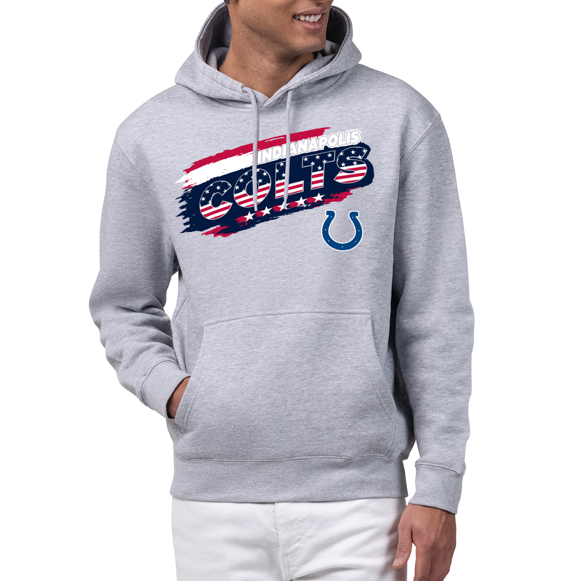 Men's Starter Gray Indianapolis Colts Patriotic Paint Hoodie