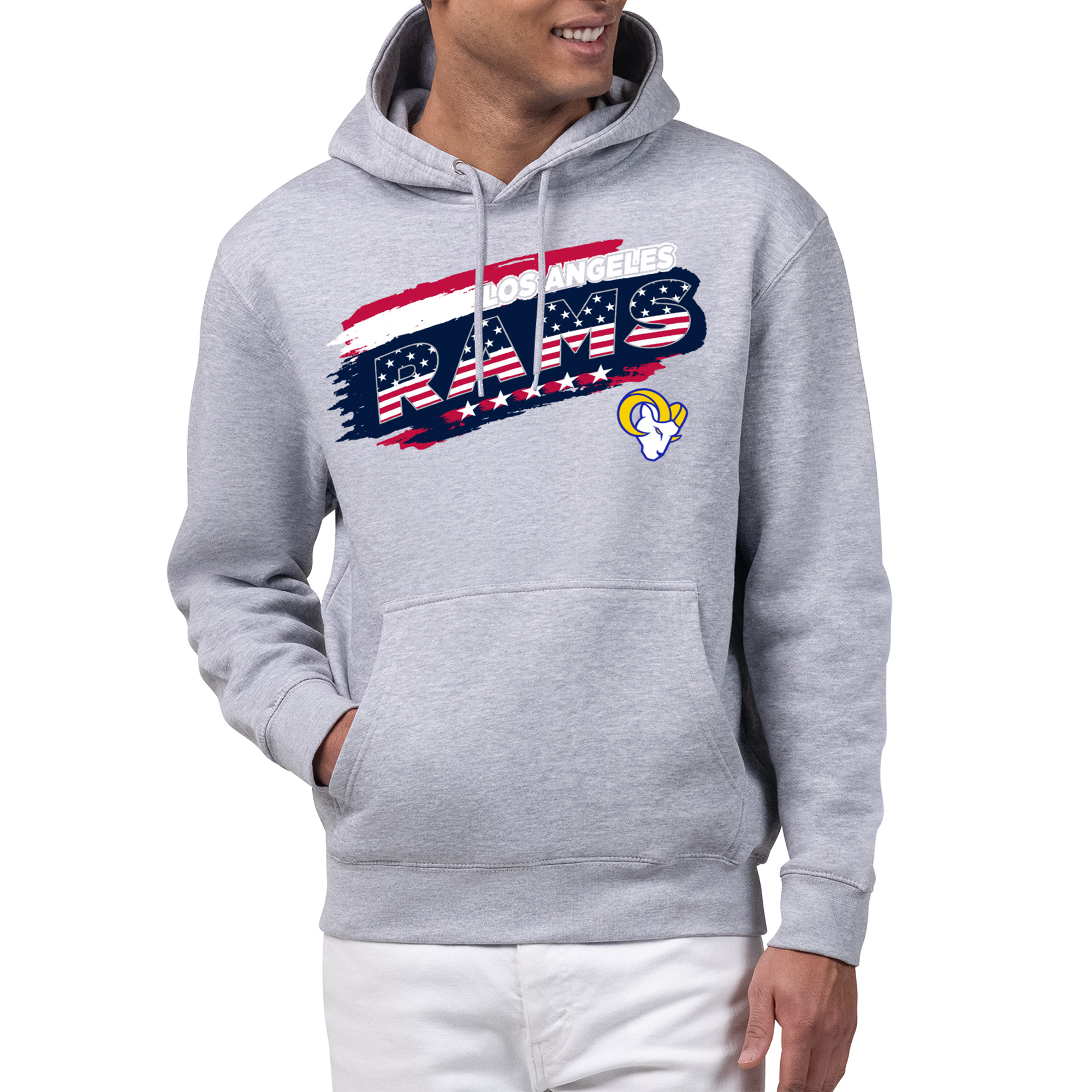 Men's Starter Gray Los Angeles Rams Patriotic Paint Hoodie