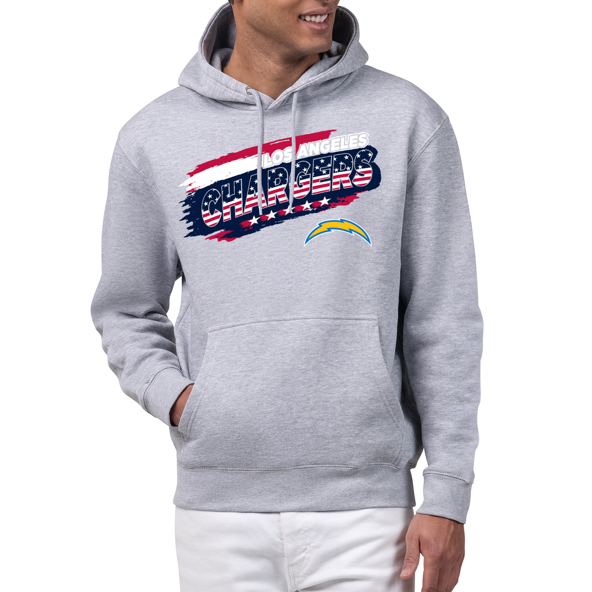 Men’s Starter Gray Los Angeles Chargers Patriotic Paint Hoodie