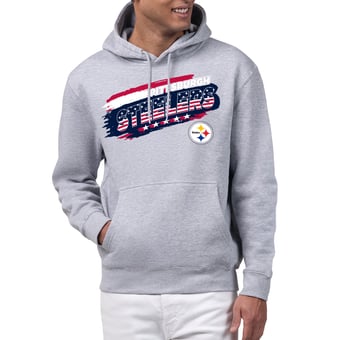Men's Starter Gray Pittsburgh Steelers Patriotic Paint Hoodie