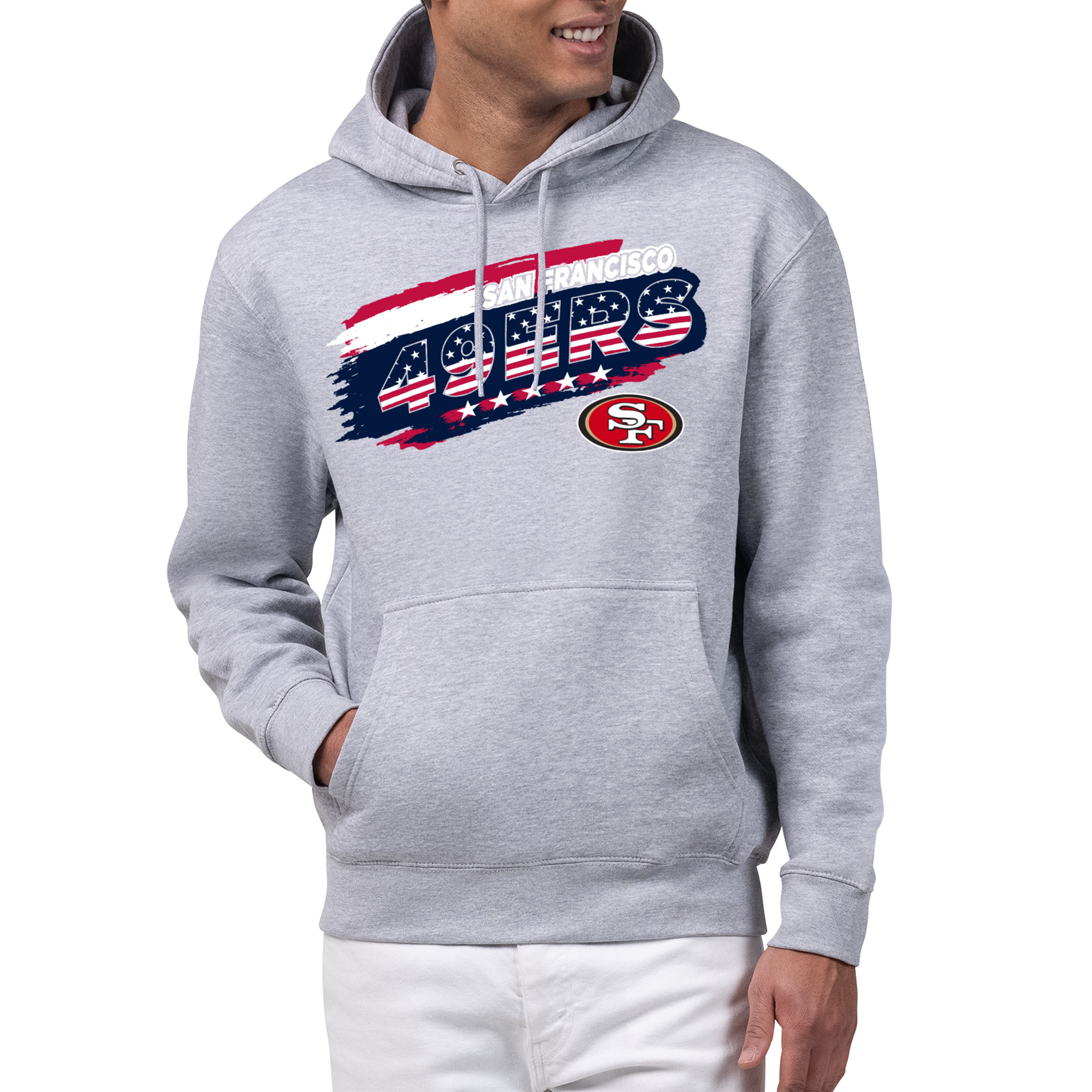 Men's Starter Gray San Francisco 49ers Patriotic Paint Hoodie