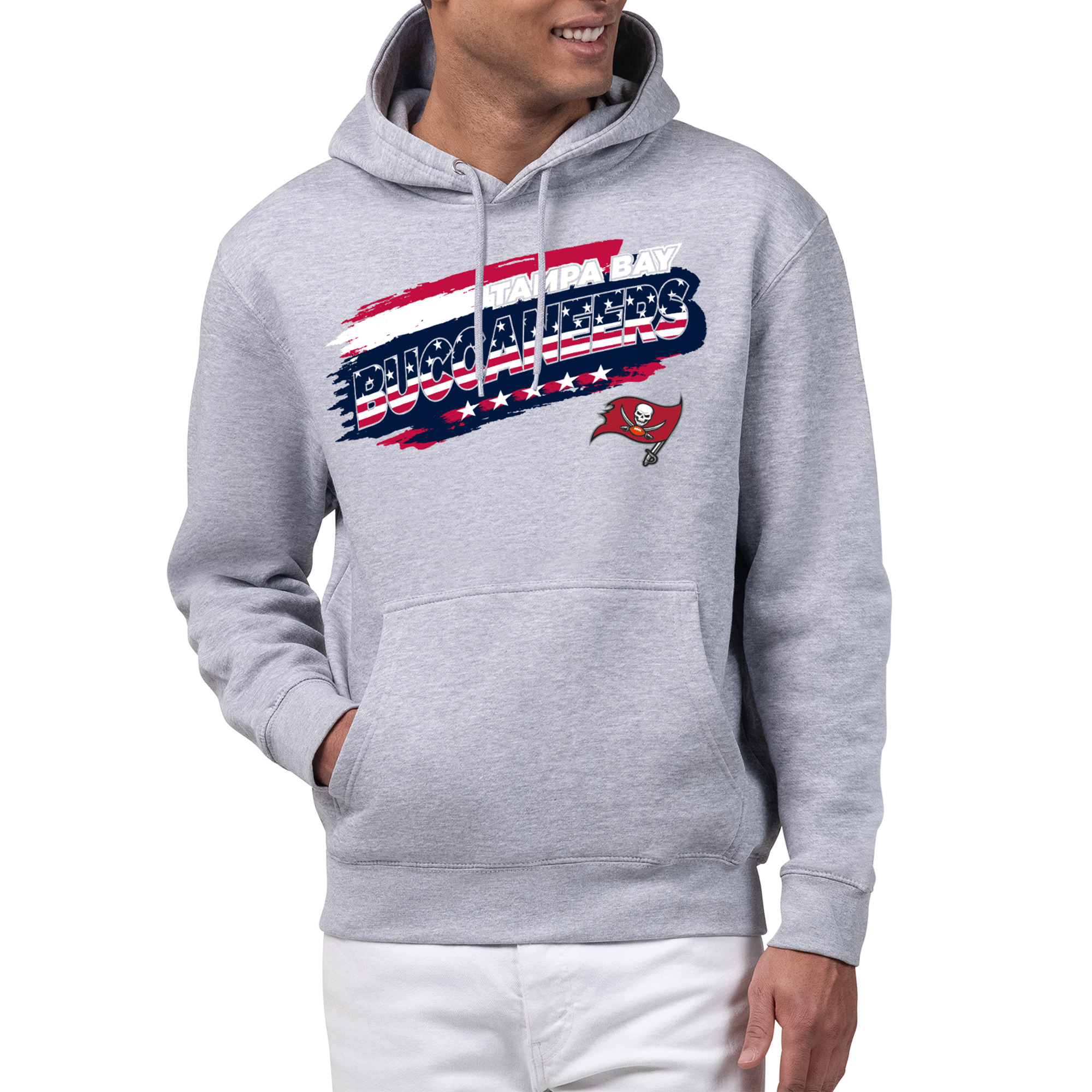 Men's Starter Gray Tampa Bay Buccaneers Patriotic Paint Hoodie
