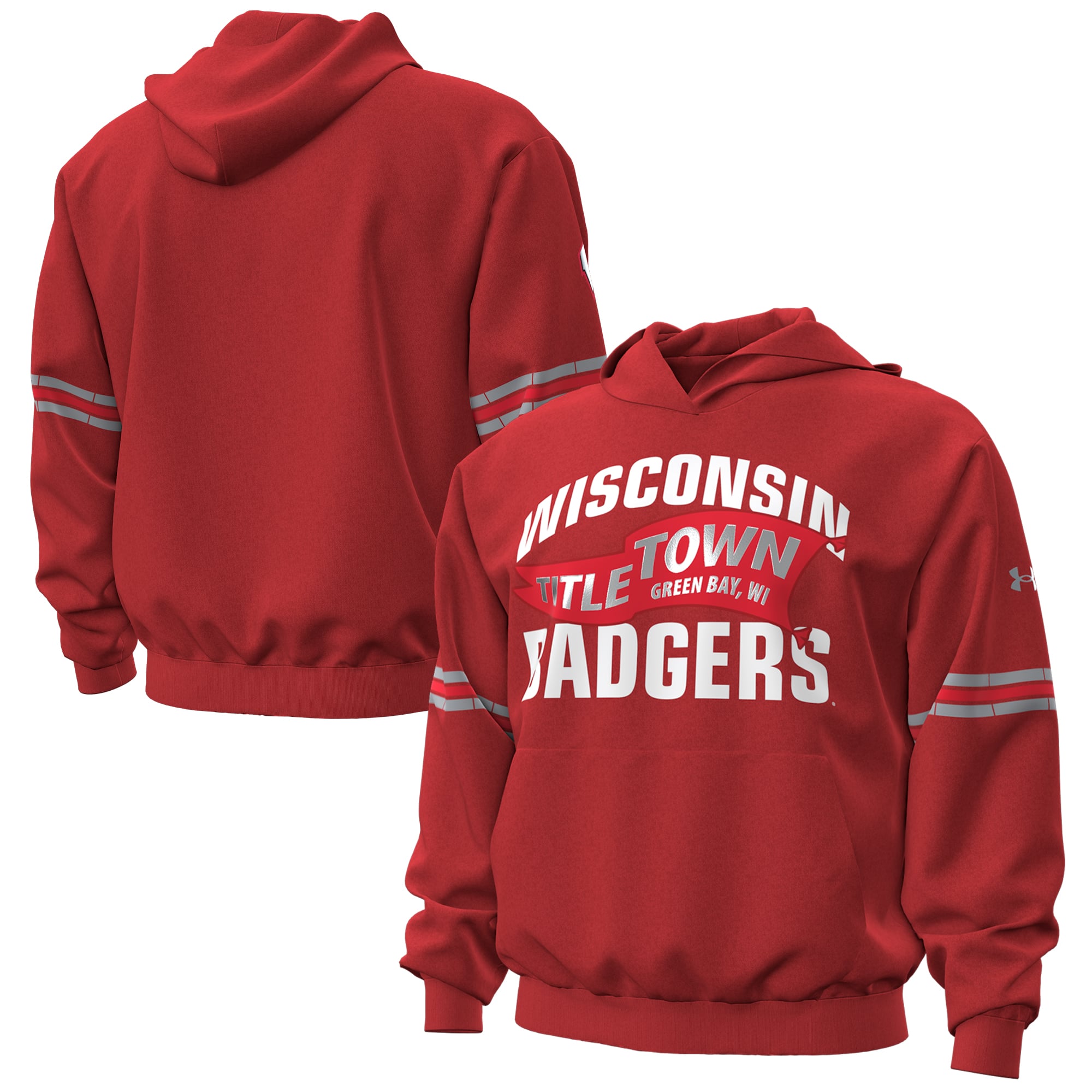 Men's Under Armour Red Wisconsin Badgers 2026 Lambeau Field Collection Icon Taped Hoodie