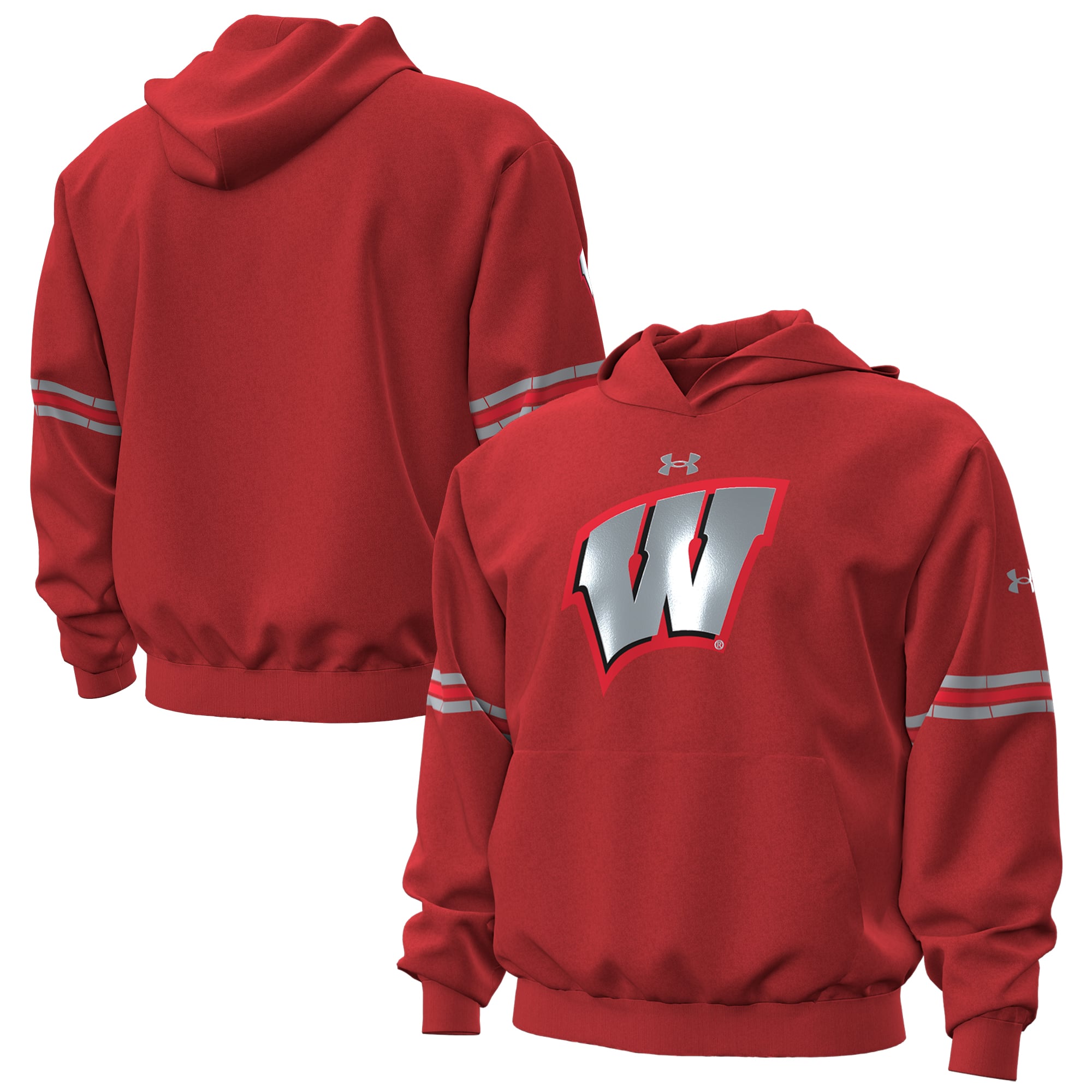 Men's Under Armour Red Wisconsin Badgers 2026 Lambeau Field Collection Icon Taped Hoodie