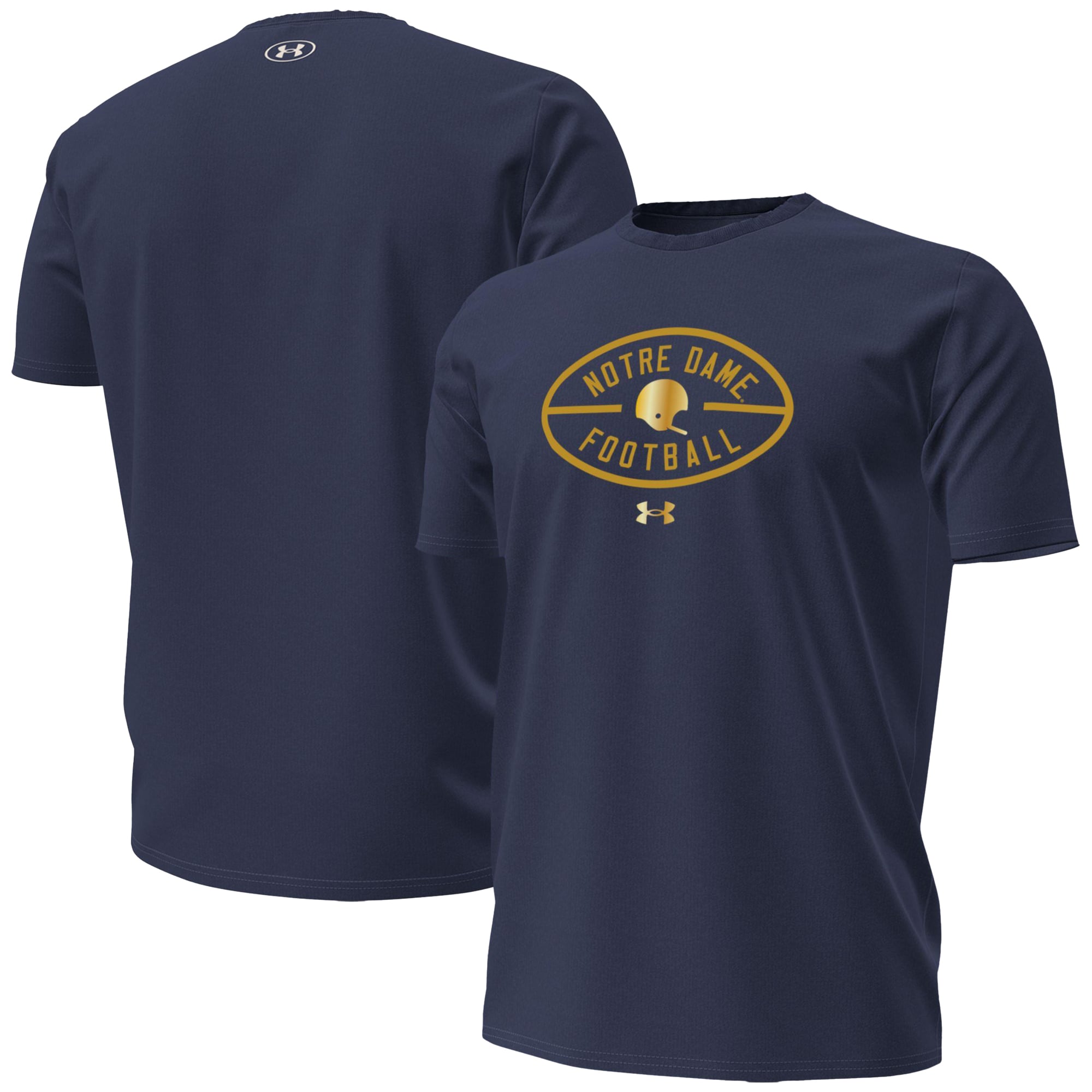 Men's Under Armour  Navy Notre Dame Fighting Irish 2026 Shamrock Series Metallic Football Icon Performance Cotton T-Shirt
