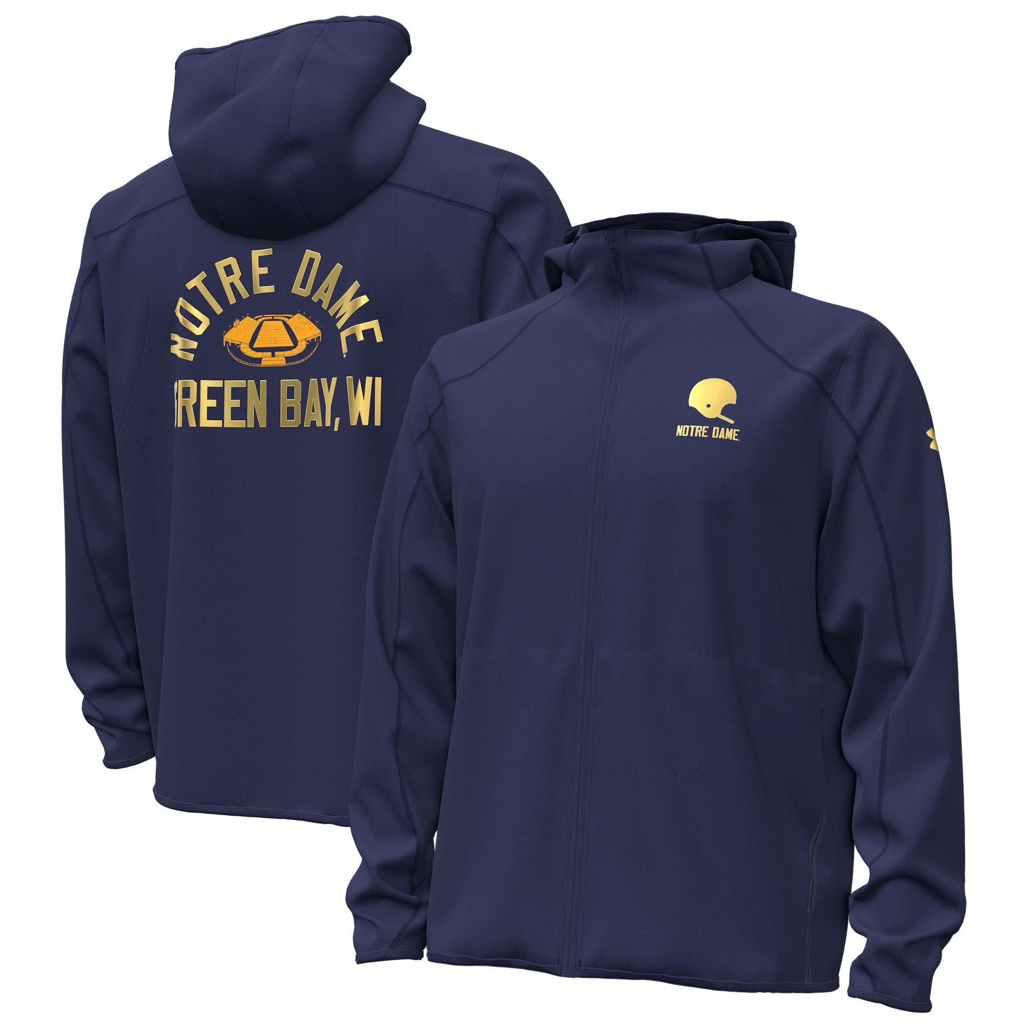 Men's Under Armour  Navy Notre Dame Fighting Irish 2026 Shamrock Series Unstoppable Full-Zip Hooded Jacket