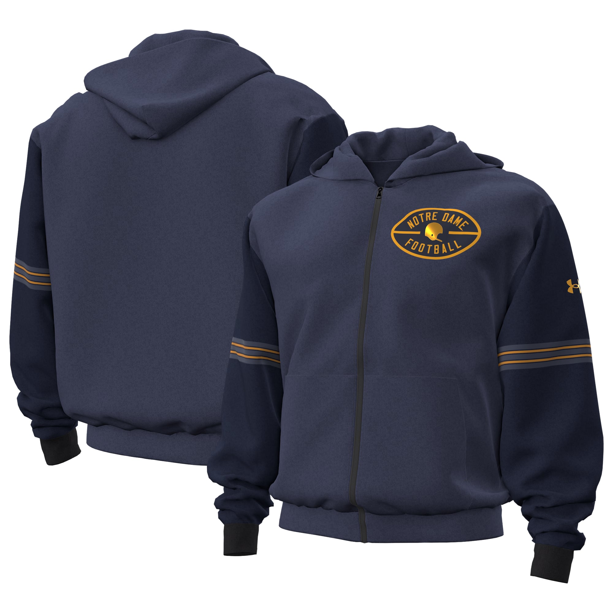 Men's Under Armour  Navy Notre Dame Fighting Irish 2026 Shamrock Series Icon Taped Full-Zip Hoodie