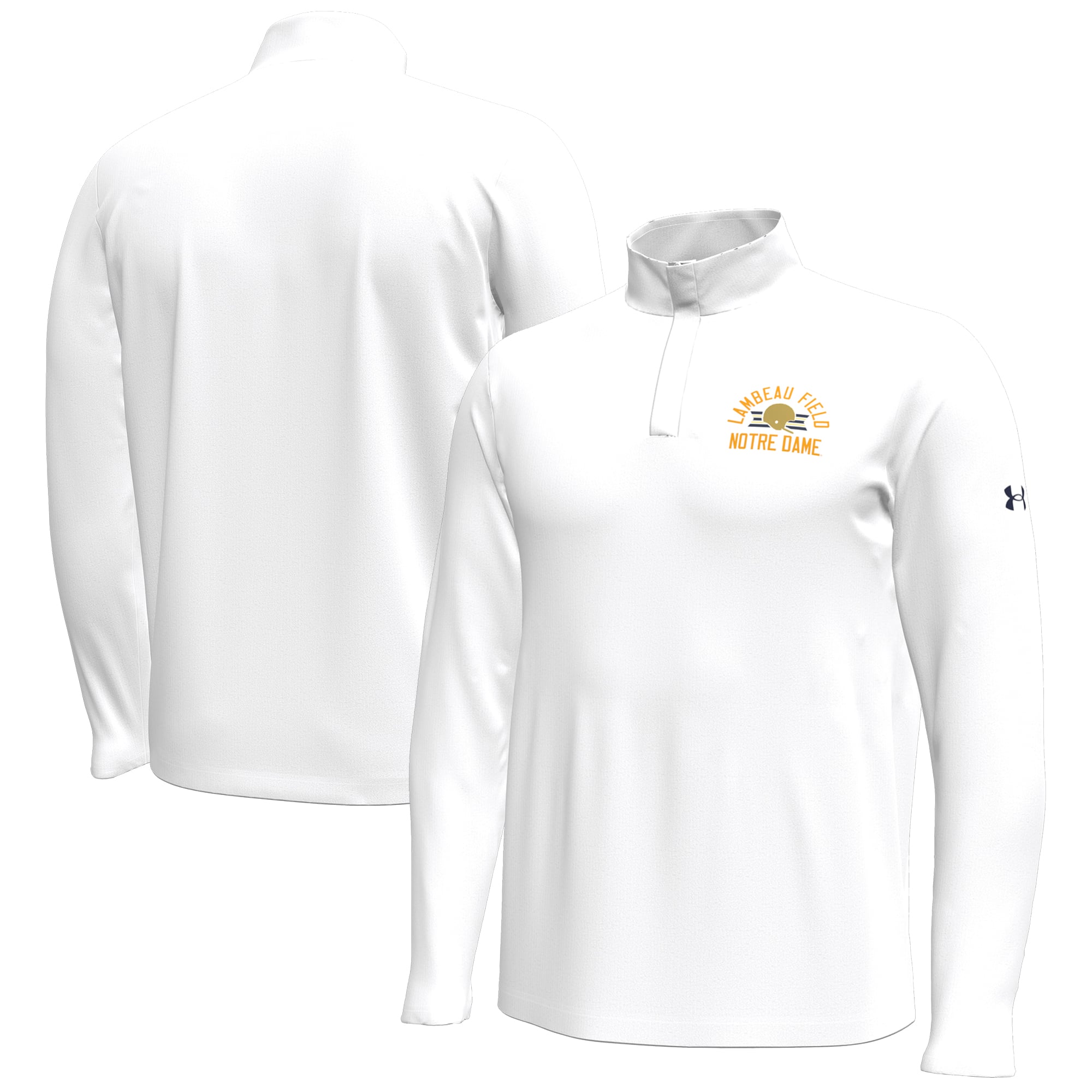 Men's Under Armour White Notre Dame Fighting Irish 2026 Shamrock Series Lambeau Field Playoff Quarter-Zip Pullover