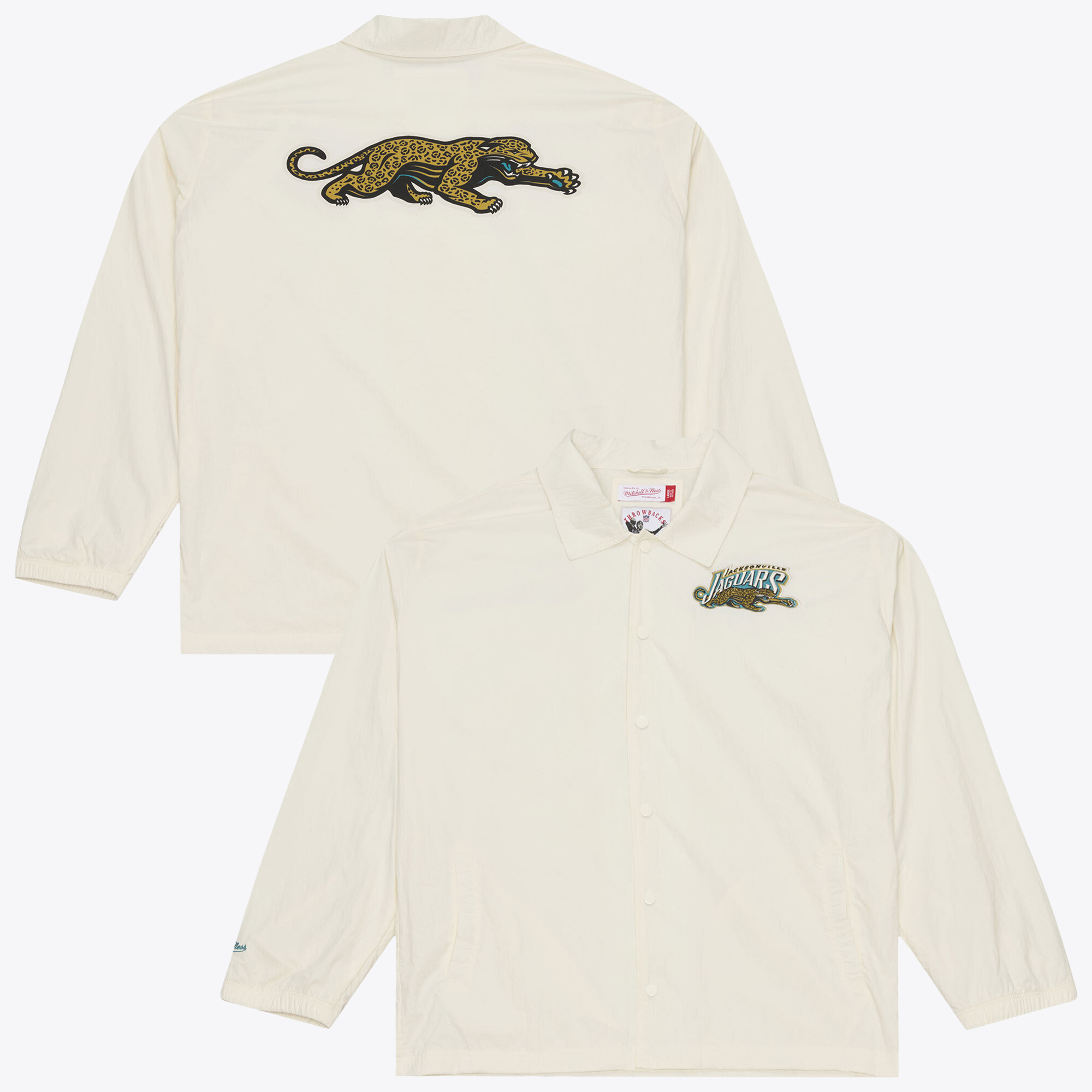 Mitchell & Ness Men's Mitchell Ness Cream Jacksonville Jaguars Retro Roots Full-Snap Coaches Jacket - Cream
