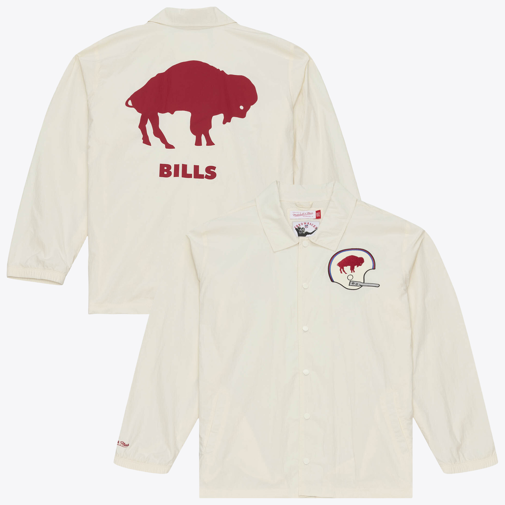 Mitchell & Ness Men's Cream Buffalo Bills Retro Roots Full-Snap Coaches Jacket - Cream