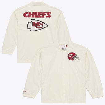 Men's Mitchell & Ness  Cream Kansas City Chiefs Retro Roots Coaches Jacket