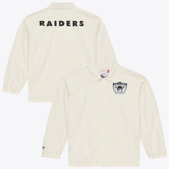 Men's Mitchell & Ness  Cream Las Vegas Raiders Retro Roots Full-Snap Coaches Jacket