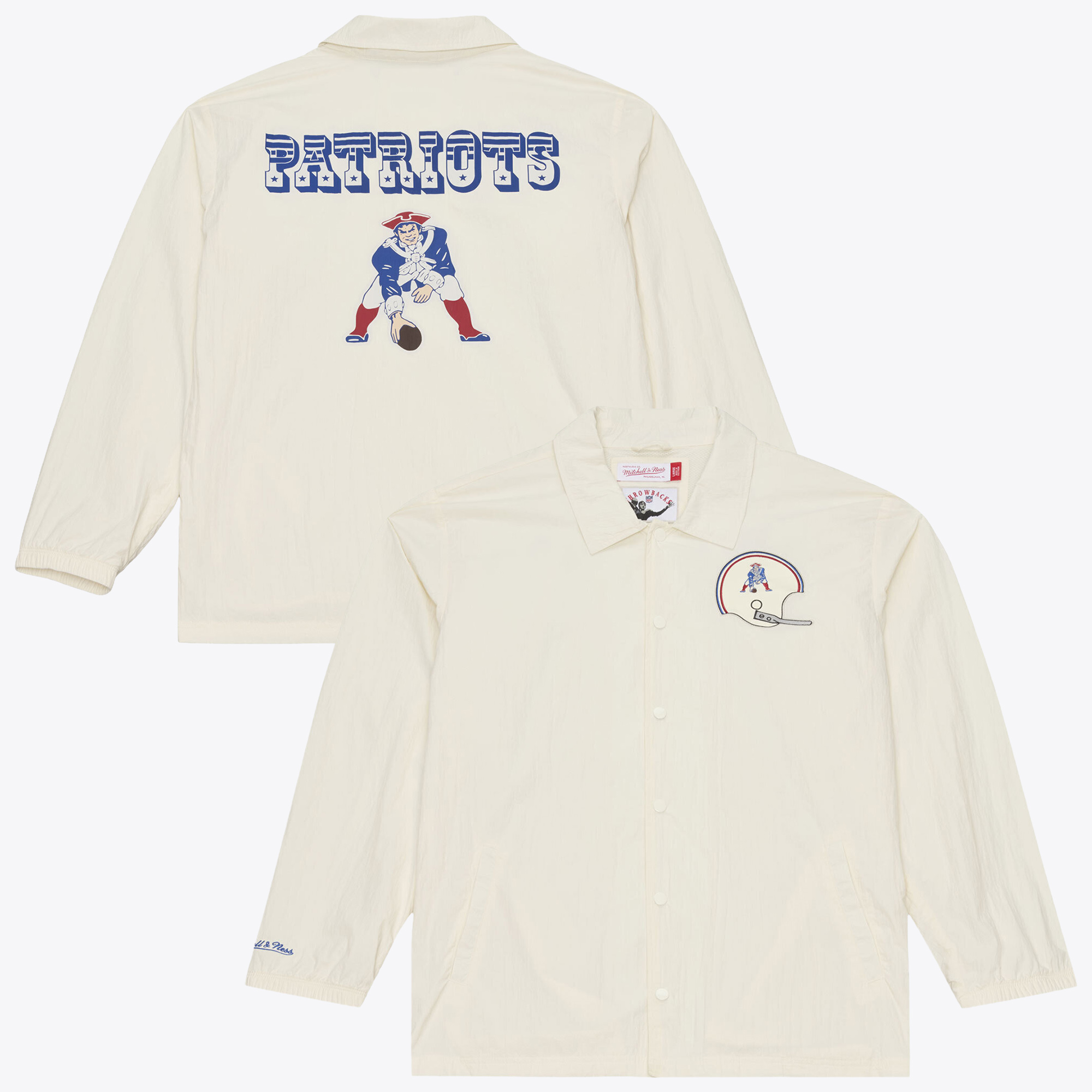 Men's Mitchell & Ness  Cream New England Patriots Retro Roots Full-Snap Coaches Jacket