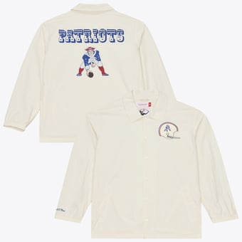 Men's Mitchell & Ness  Cream New England Patriots Retro Roots Full-Snap Coaches Jacket